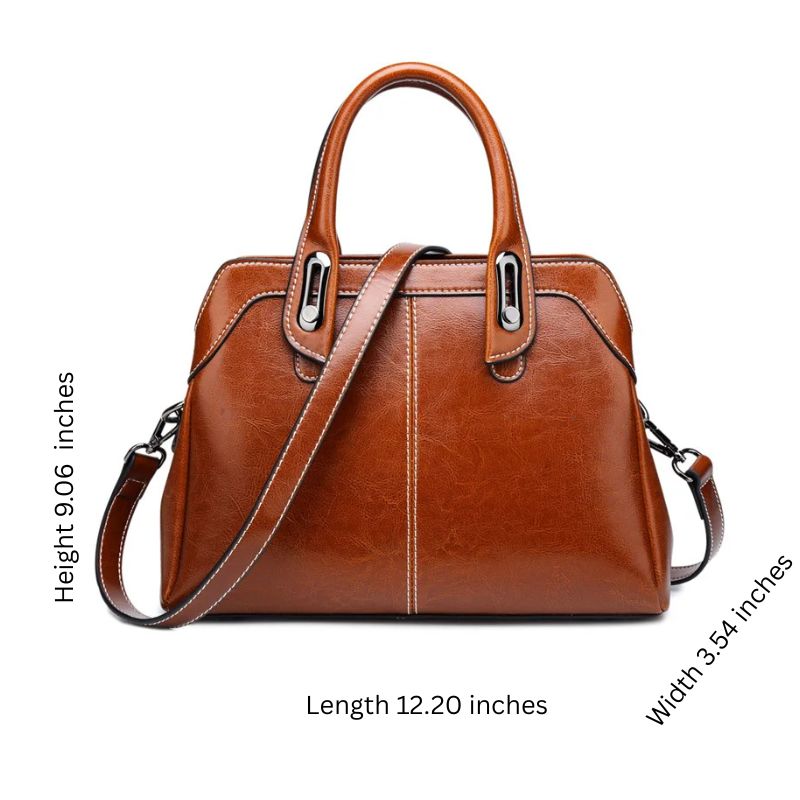 Genuine Leather Women Handbag – Top Handle Crossbody Messenger Bag-Handbags-Brown-Free Shipping Leatheretro