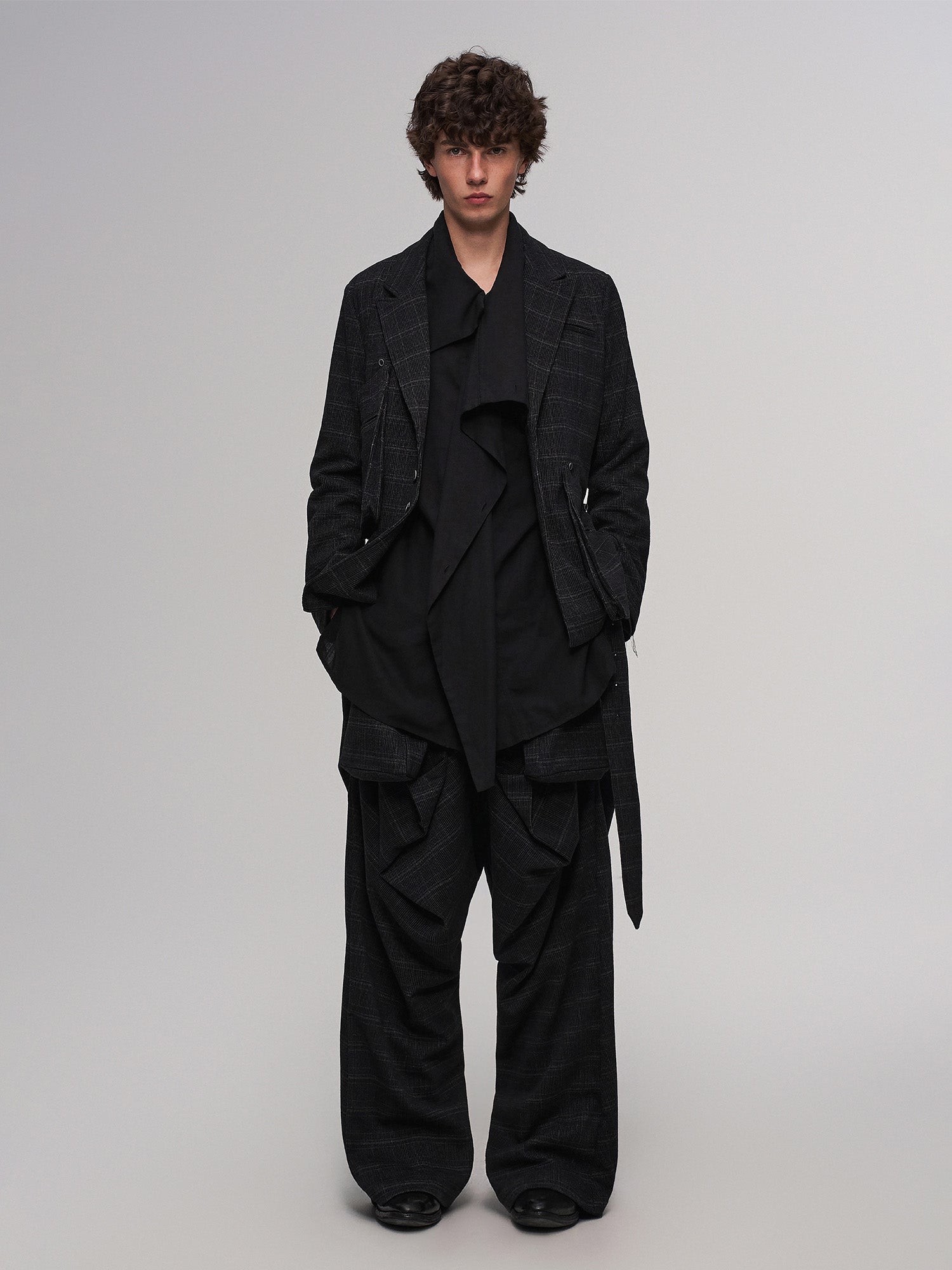 ILNya Nieternite Nifutur Asym Layered Wrap-Collar Shirt Coat Black-Jacket-S (0)-Free Shipping Leatheretro