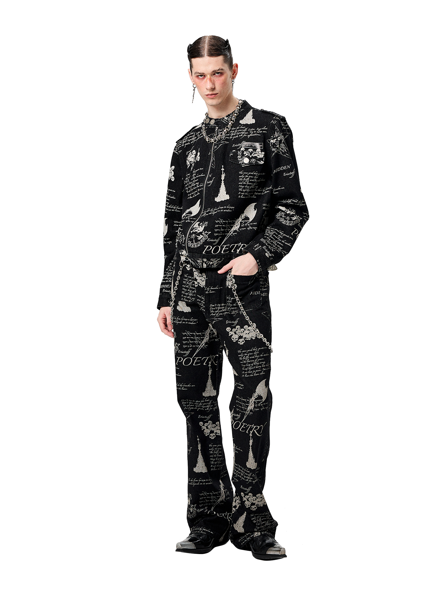 CYCYCY Punk Washed Graffiti Jeans-Jeans-XS / 28"-Free Shipping Leatheretro