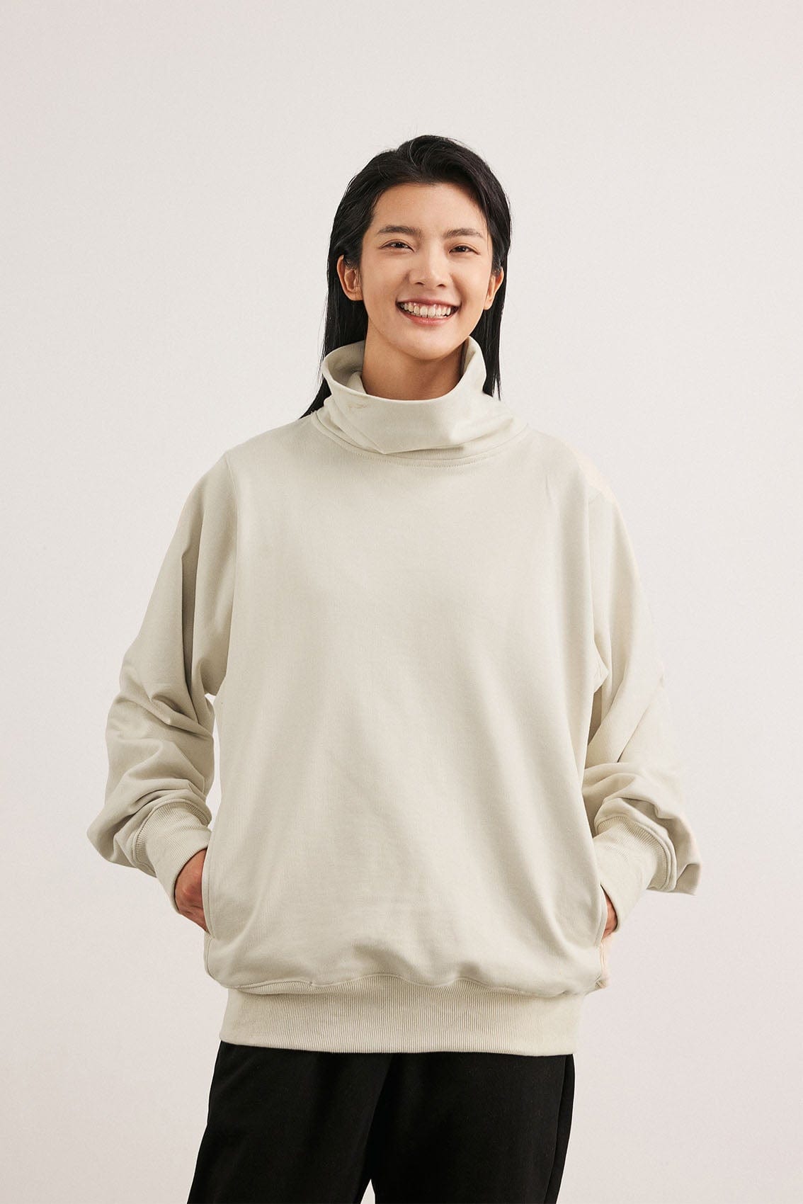 BONELESS High Collar Classic Sweatshirt-Sweatshirt-S-Apricot-Free Shipping Leatheretro