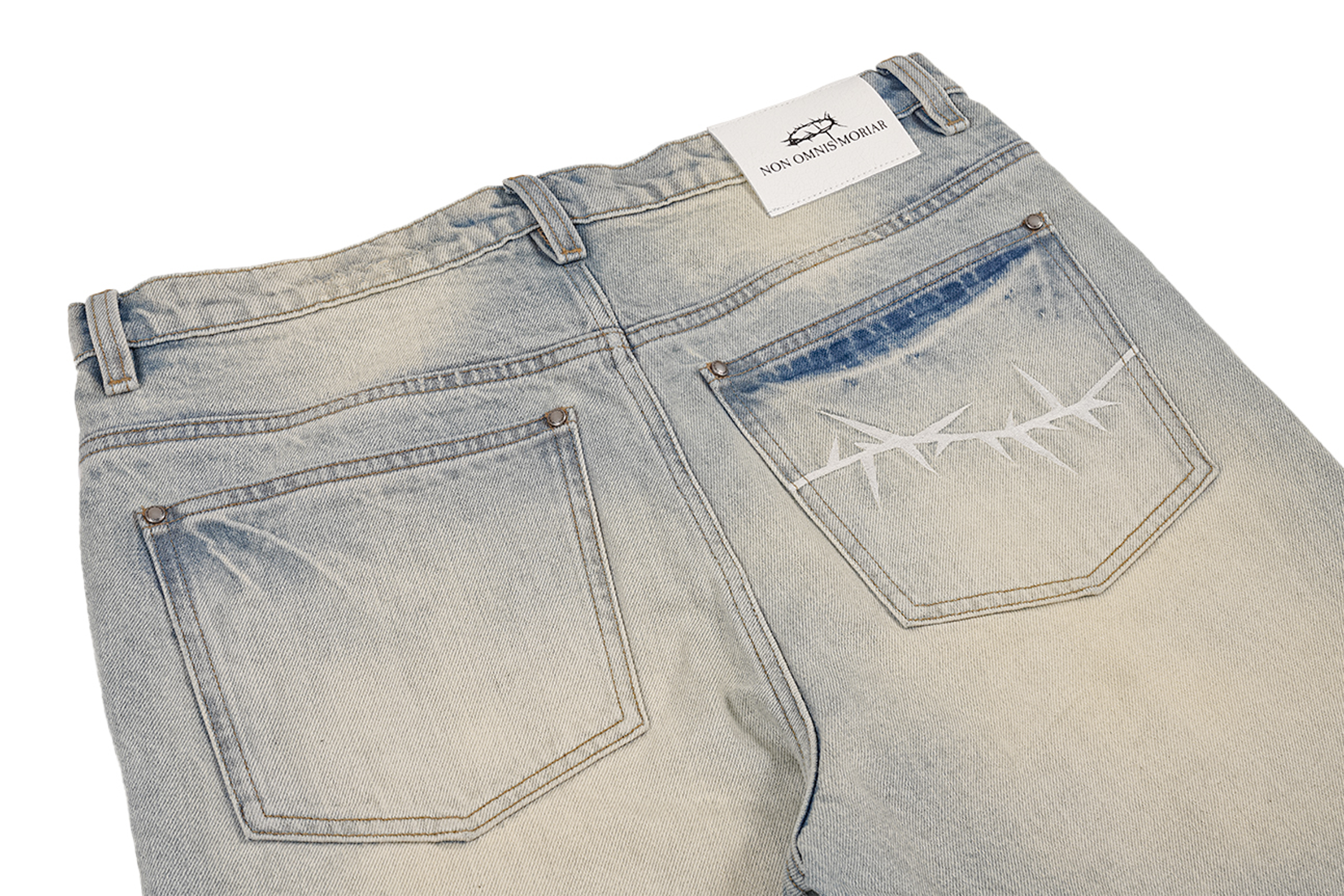 UNDERWATER Washed Whiskered Gradient Jeans-Jeans-S-Free Shipping Leatheretro