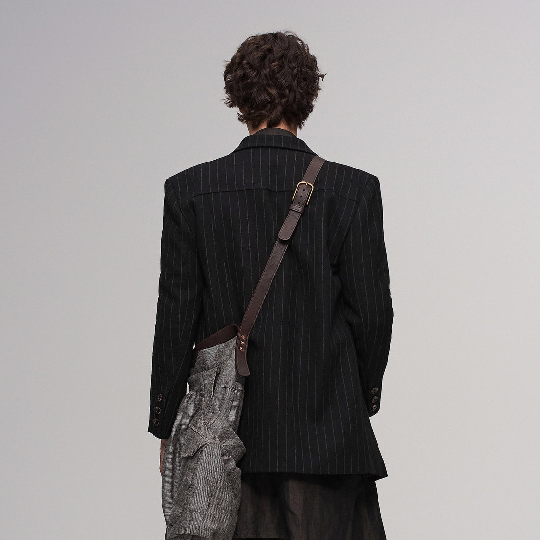 ILNya Nieternite Nifutur Asym Pinstripe Draped Flap Wool Blazer-Jacket-S (0)-Free Shipping Leatheretro