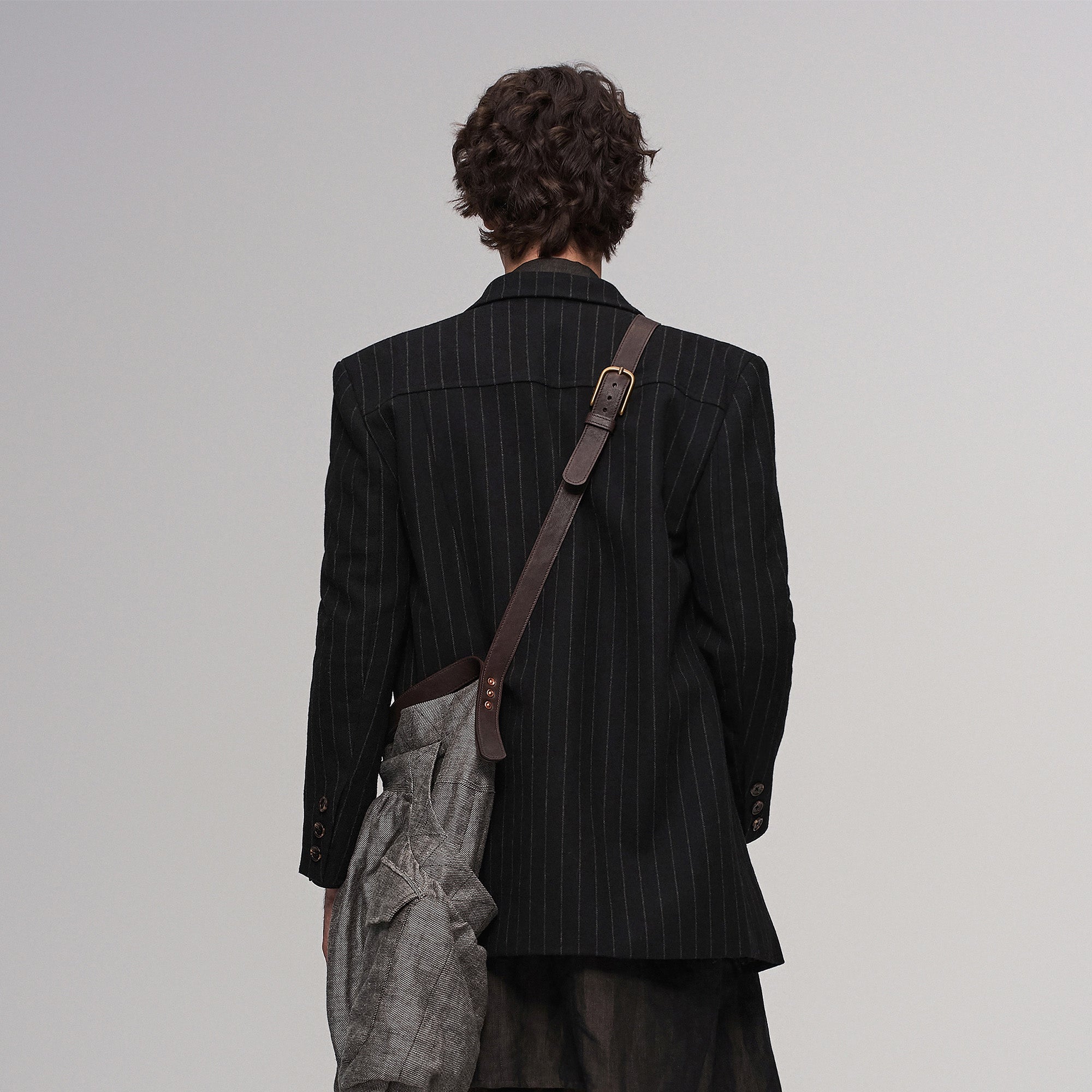 ILNya Nieternite Nifutur Asym Pinstripe Draped Flap Wool Blazer-Jacket-S (0)-Free Shipping Leatheretro