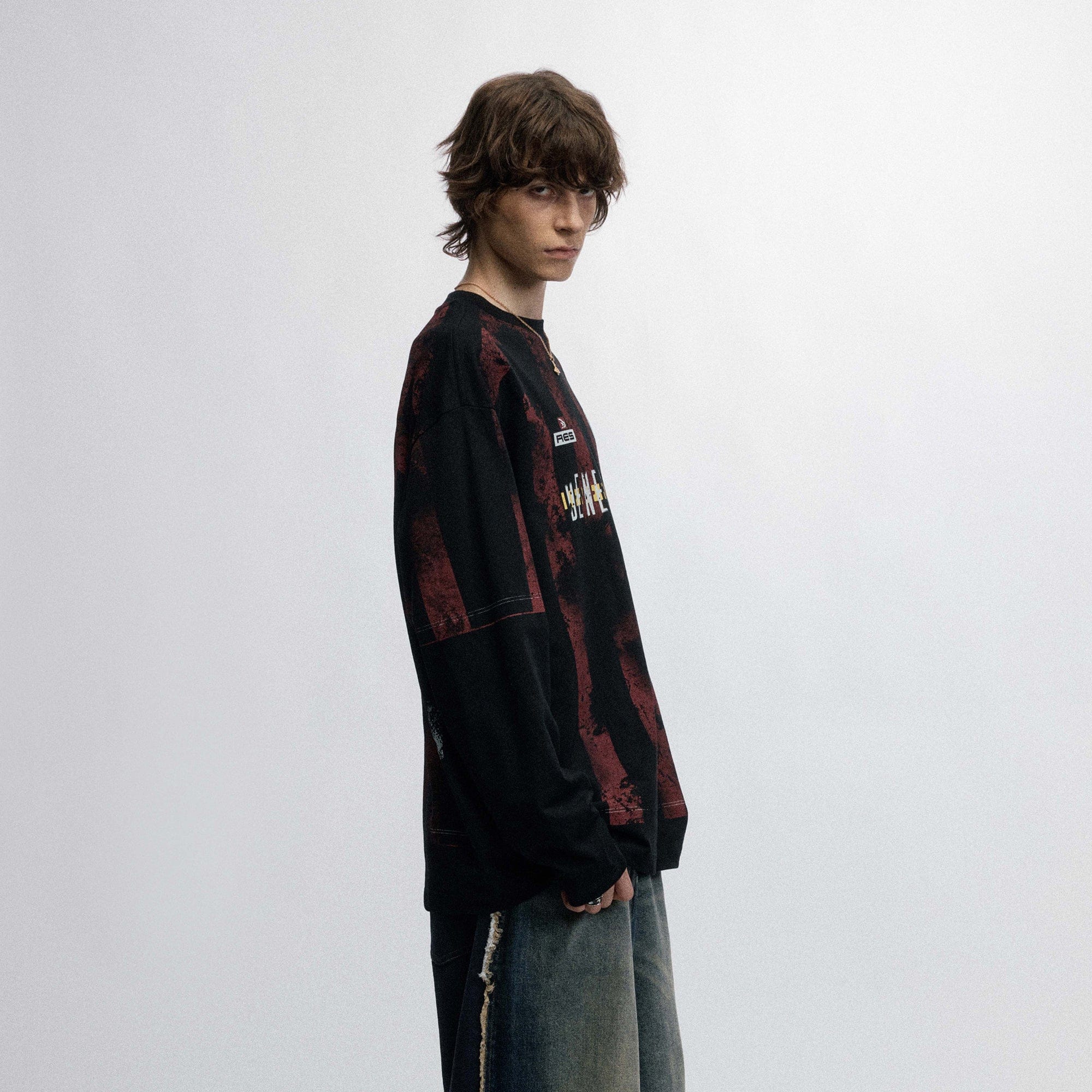 OVDY Retro Distressed Long-Sleeve Jersey-L/S Tee-S-Black-Free Shipping Leatheretro