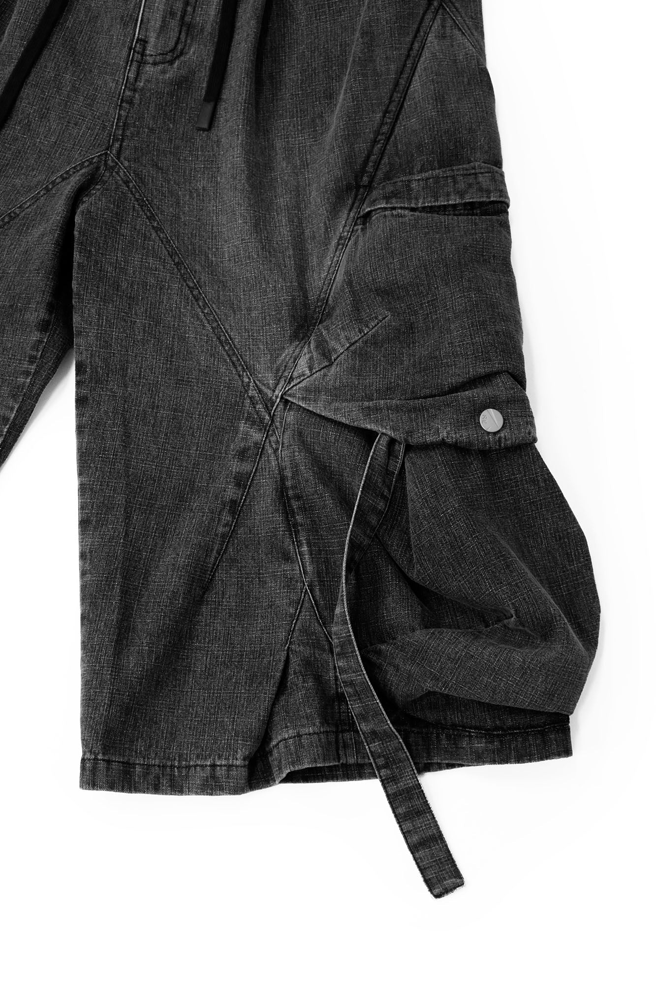 RELABEL Detachable Plaid Drape Oversized Denim Shorts-Shorts-XS-Free Shipping Leatheretro