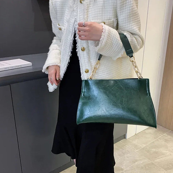 Stylish Women's Shoulder Bag - Soft Synthetic Leather Crossbody Bag-Handbags-Dark Green-Free Shipping Leatheretro