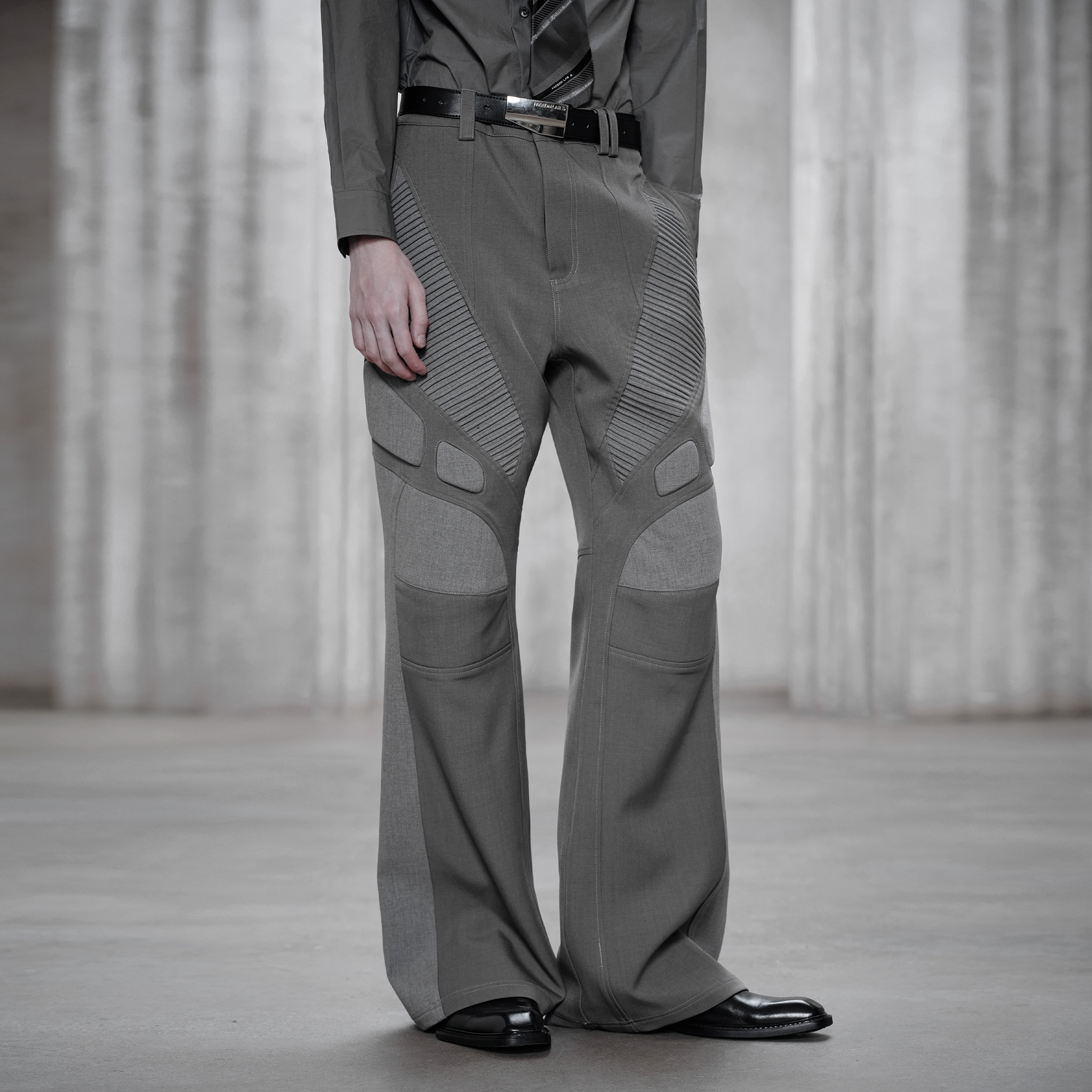 FACEONLAB Paneled Armor Padding Straight-Leg Pants-Pants-M (Preorder)-Free Shipping Leatheretro