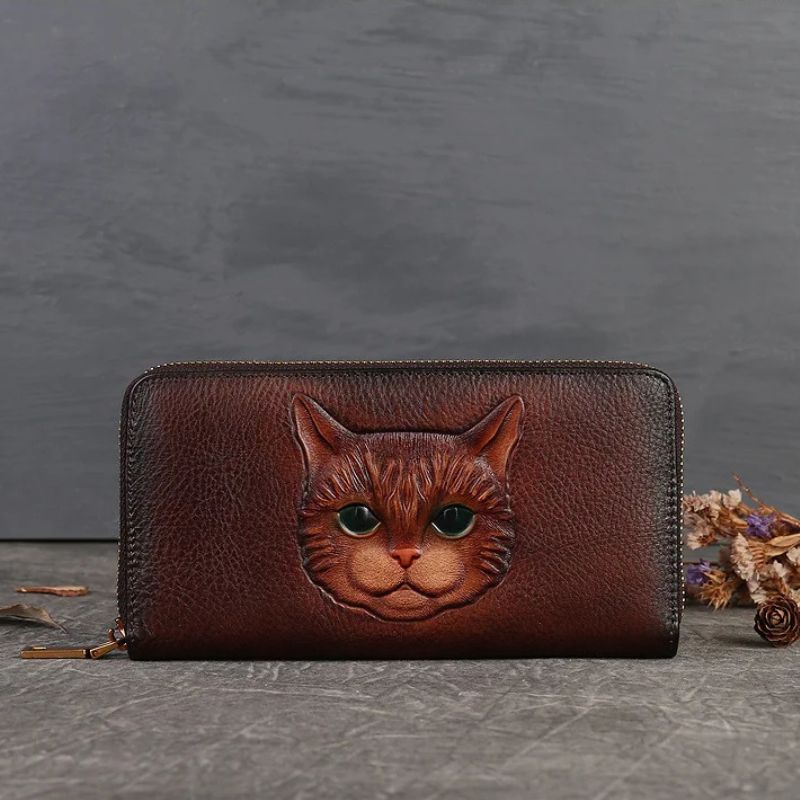 Handmade Genuine Leather Vintage Long Wallet for Women-Wallets & Money Clips-Brown-Free Shipping Leatheretro