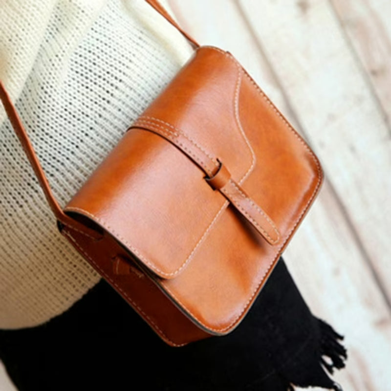 Vintage Leather Crossbody Shoulder Bag - Retro Minimalist Messenger Bags-Shoulder Bag-Black-Free Shipping Leatheretro
