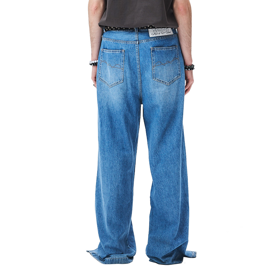 CYCYCY Deconstructed Double-Waist Washed Jeans-Jeans-XS / 28"-Free Shipping Leatheretro