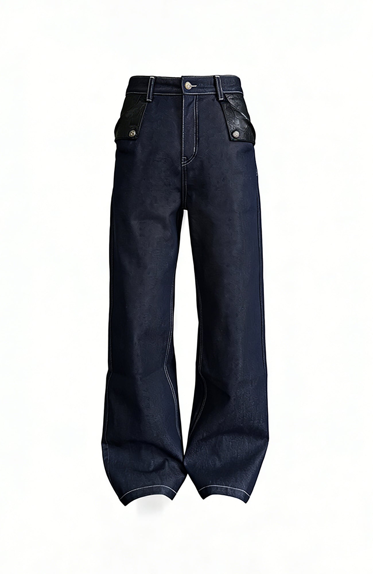 KREATE Raw PU-Paneled Flare Denim-Jeans-S (Preorder)-Free Shipping Leatheretro
