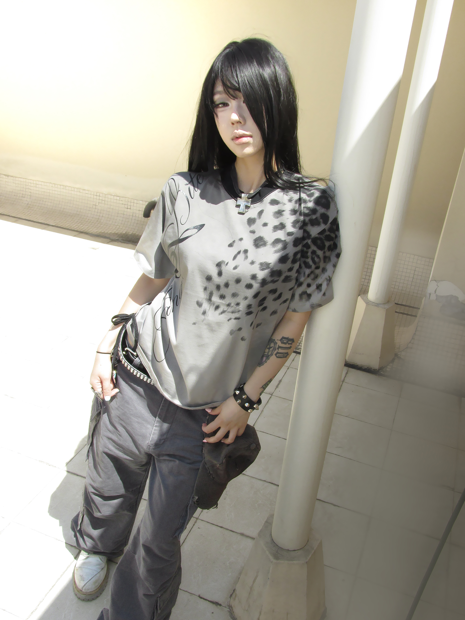 ESAIAS Washed Leopard Graphic T-Shirt-T Shirt-S-Free Shipping Leatheretro