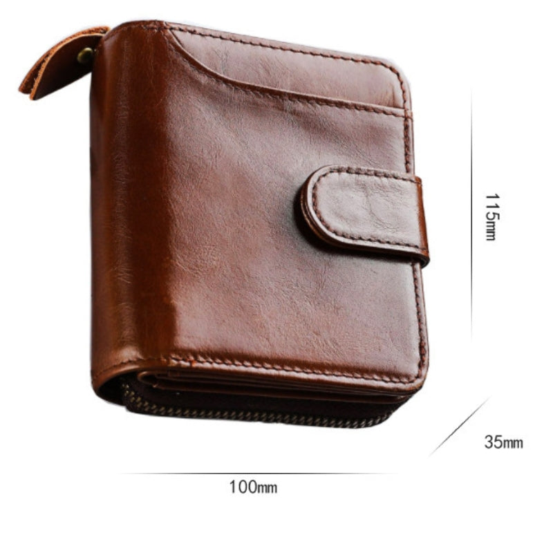 Men's Leather Multiple Card Slots Wallet - Compact Solid Color Money Bag-Wallets & Money Clips-Black-Free Shipping Leatheretro
