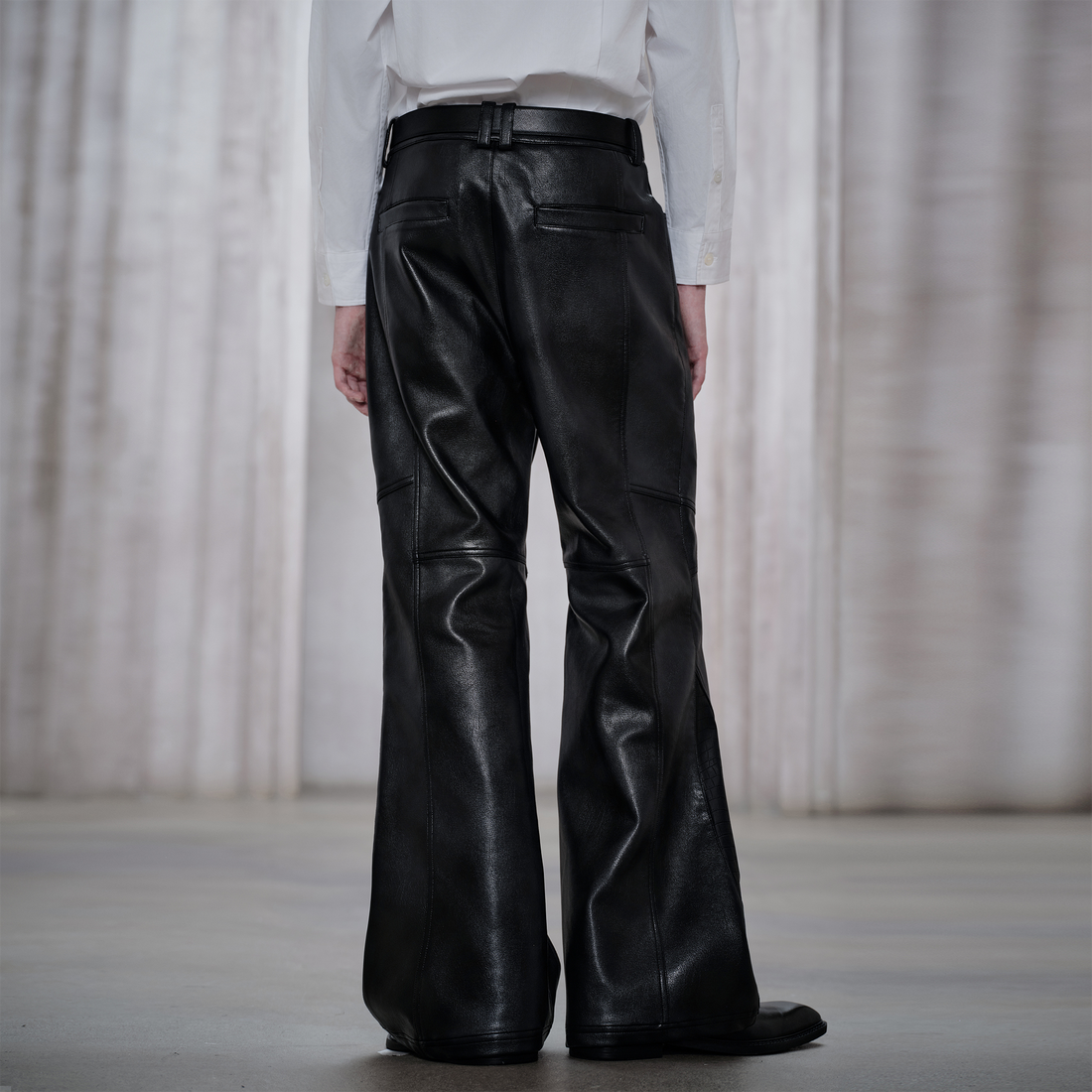 FACEONLAB Panel Armored Faux Leather Biker Pants Black-Pants-M (Preorder)-Free Shipping Leatheretro