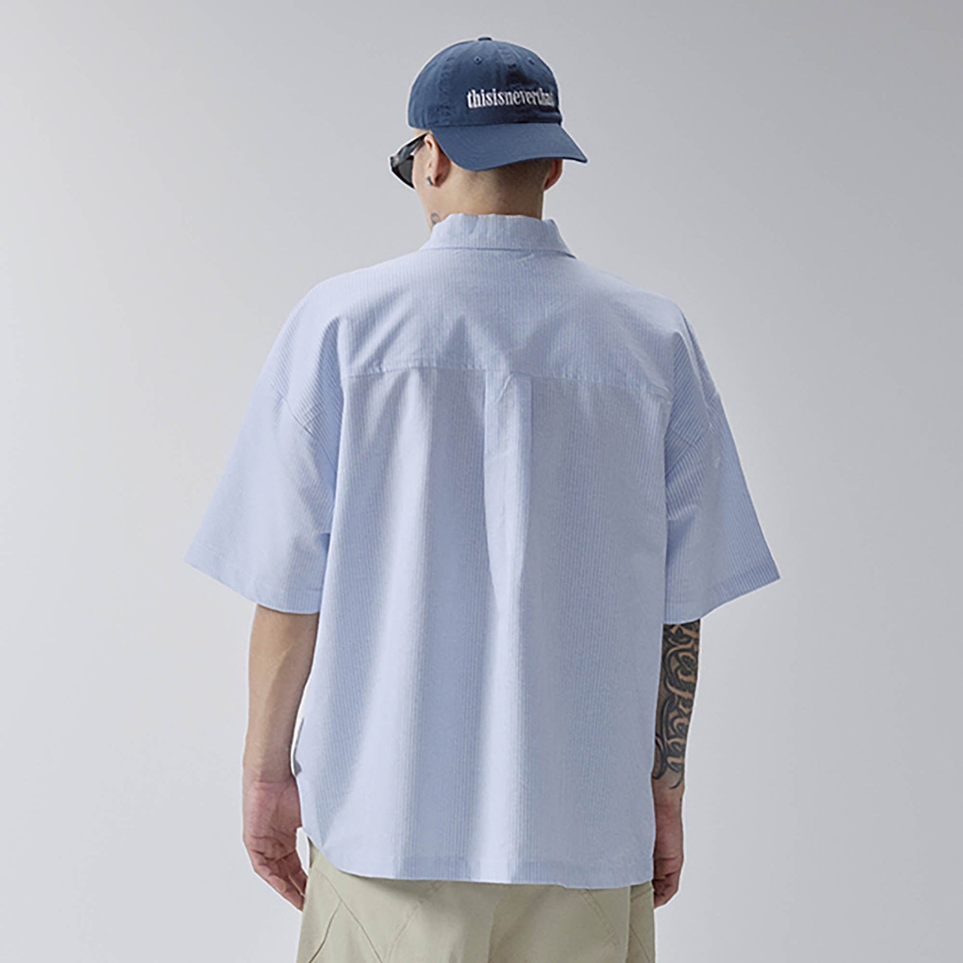 F2CE Pinstriped Half-Zip Polo Pocket T-Shirt-T Shirt-S-Free Shipping Leatheretro