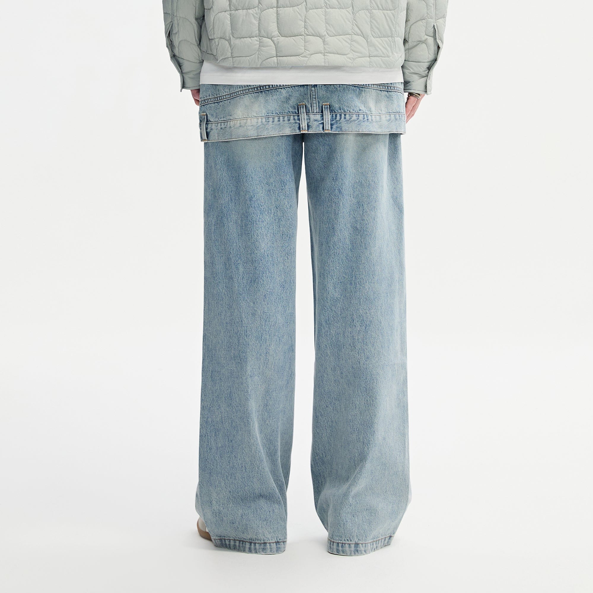 ORGANIC EMOTION Classic Washed Detachable Waist Cape Jeans-Jeans-XS-Blue-Free Shipping Leatheretro