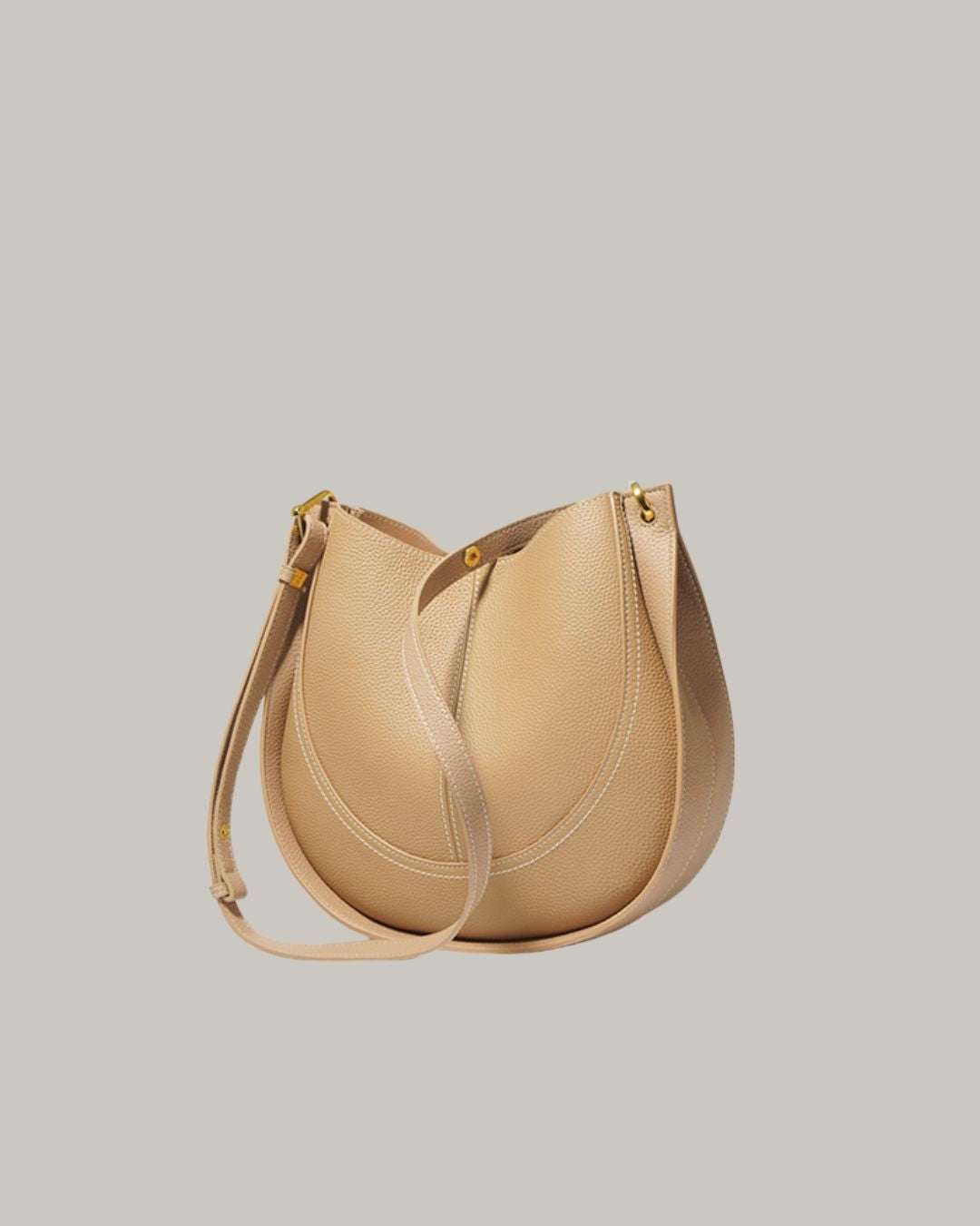 Luxury Soft Leather Crossbody Saddle Bag-Handbags-Beige-Free Shipping Leatheretro