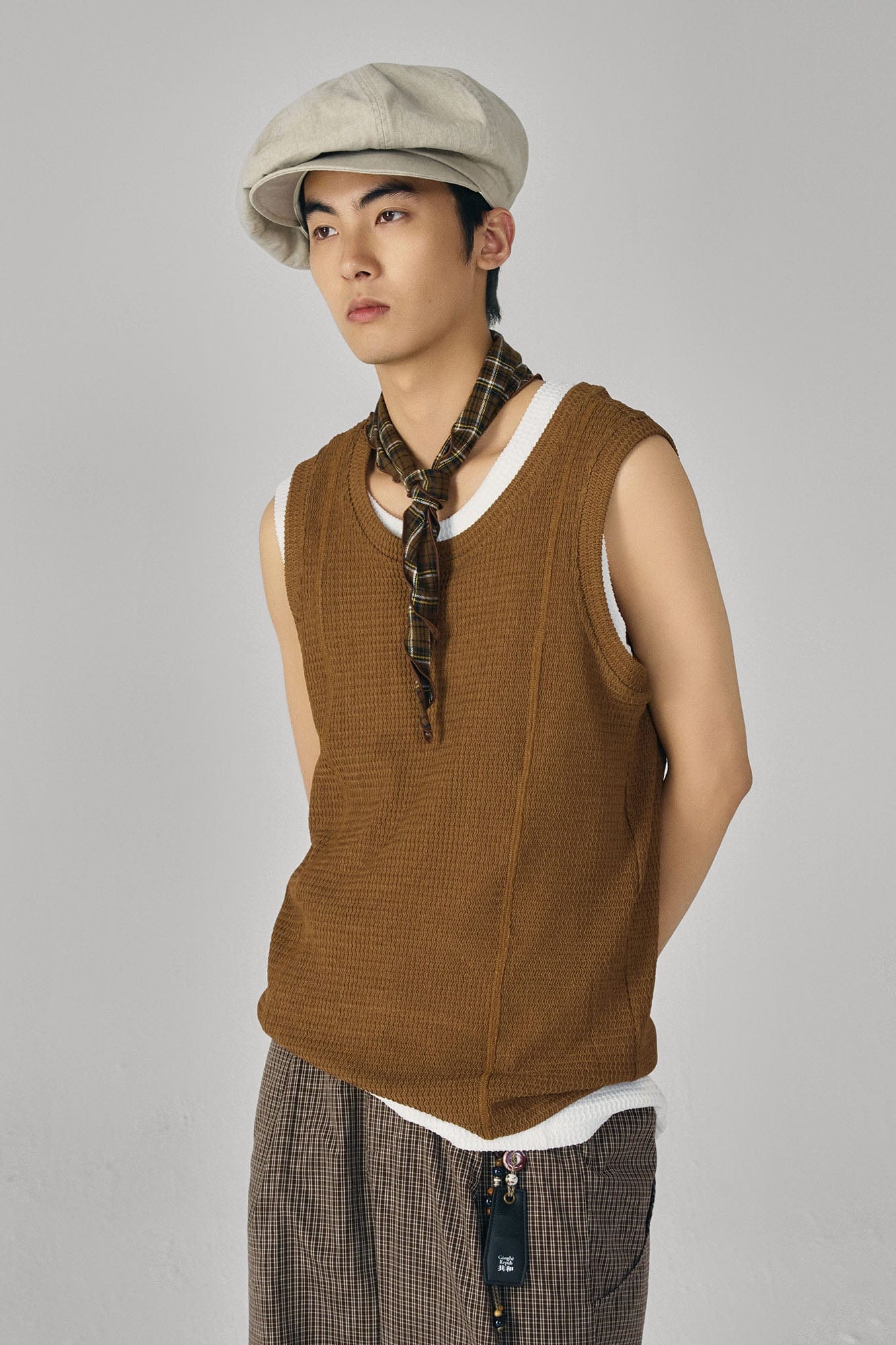 GONGHE REPUB Wavy Ribbed Vest-Vest-S-Brown-Free Shipping Leatheretro