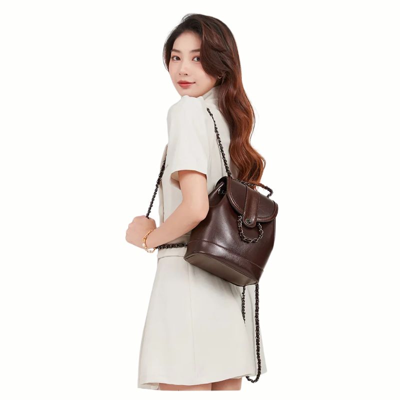 Retro Chain Shoulder Crossbody Backpack-Backpacks-Caramel-Free Shipping Leatheretro