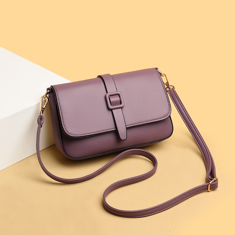 Women’s Small Square Crossbody Bag - Minimalist Leather Flap Bag-Crossbody Bag-Black-Free Shipping Leatheretro
