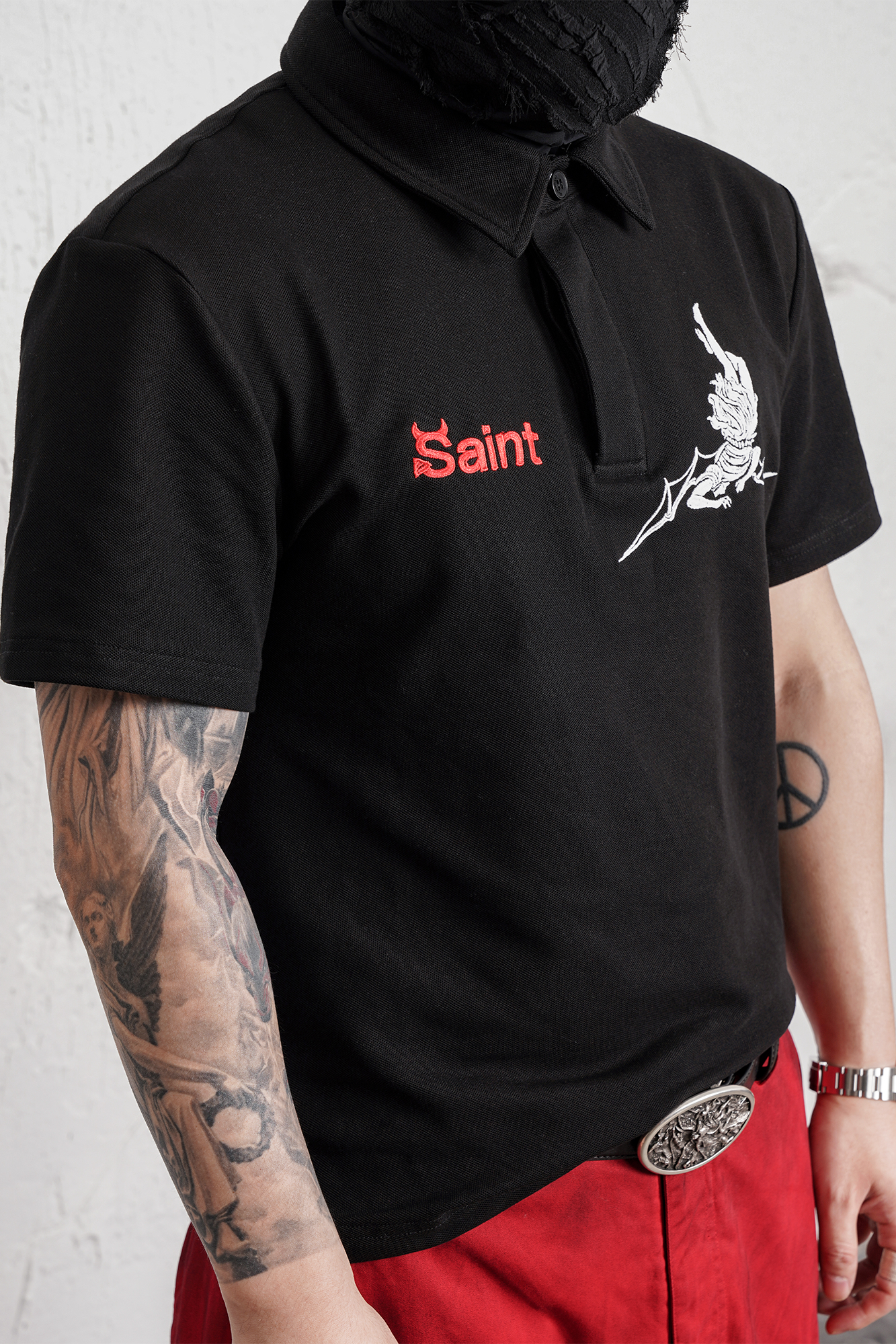 UNDERWATER Lucifer Embroidered Polo Shirt-T Shirt-S (Preorder)-Free Shipping Leatheretro