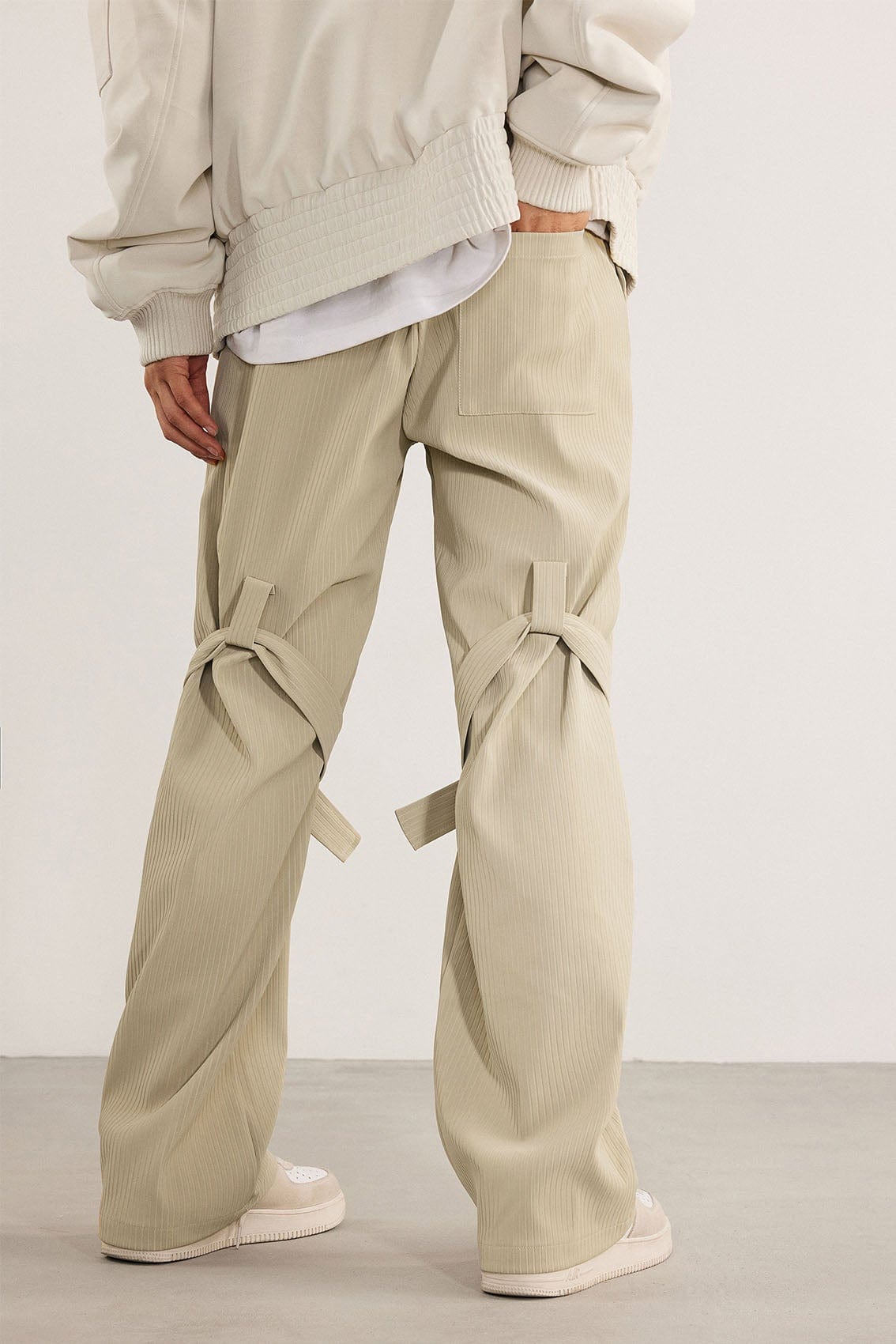 BONELESS Strap Faux Leather Texture Pants (Only Size S Left)-Pants-S-Apricot-Free Shipping Leatheretro