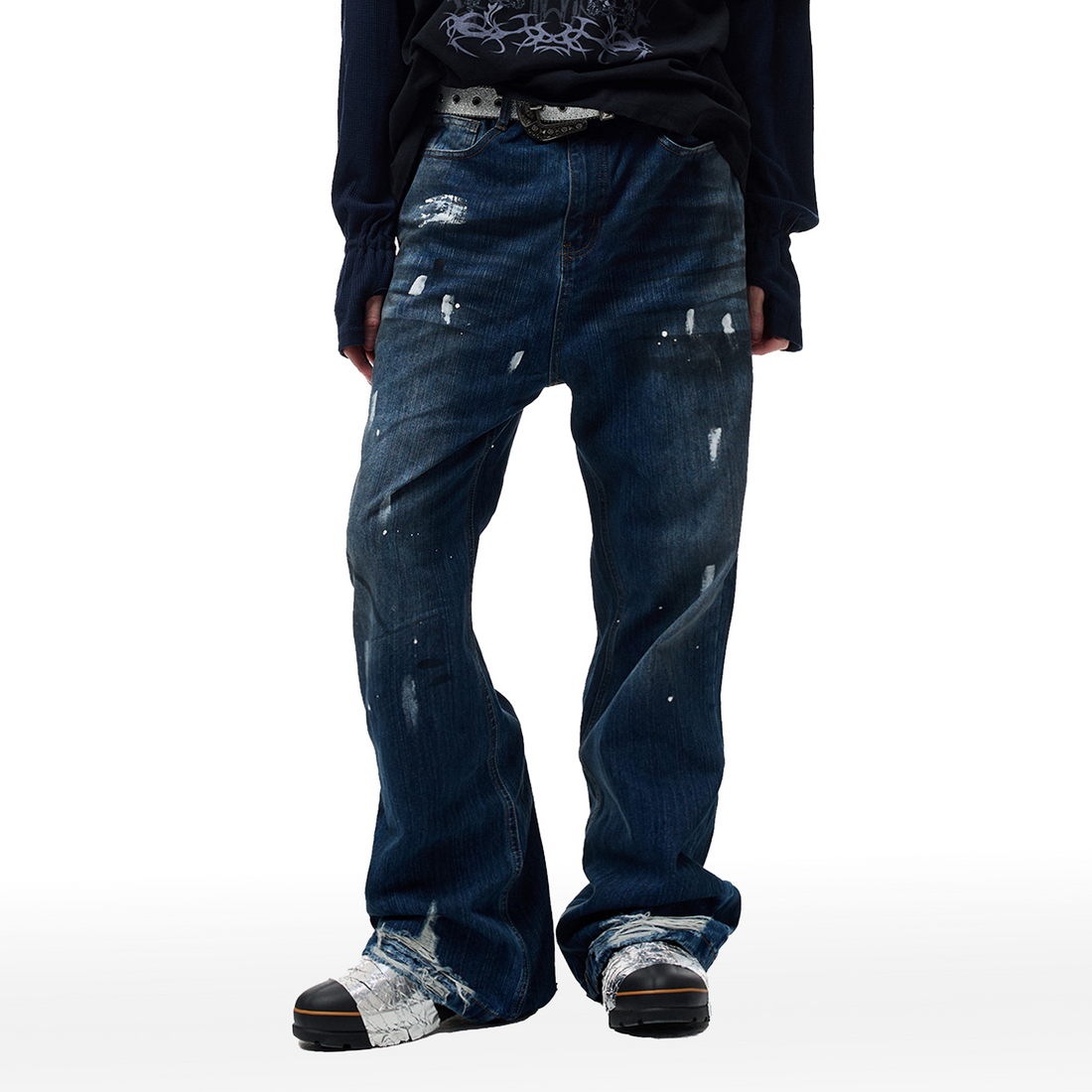 CYCYCY Retro Washed Distressed Flared Jeans-Jeans-XXS / 27"-Free Shipping Leatheretro