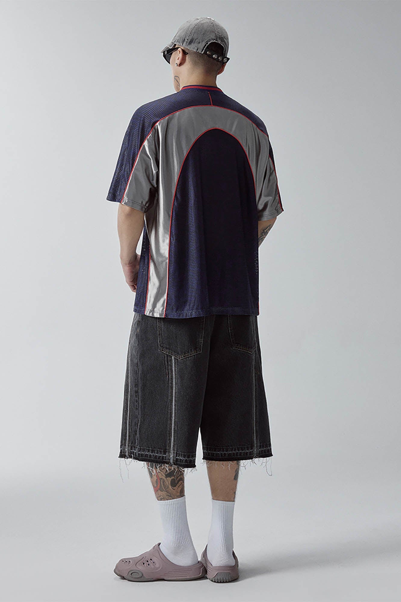 F2CE Raw-Hem Raised Seam Washed Denim Shorts-Shorts-S-Free Shipping Leatheretro