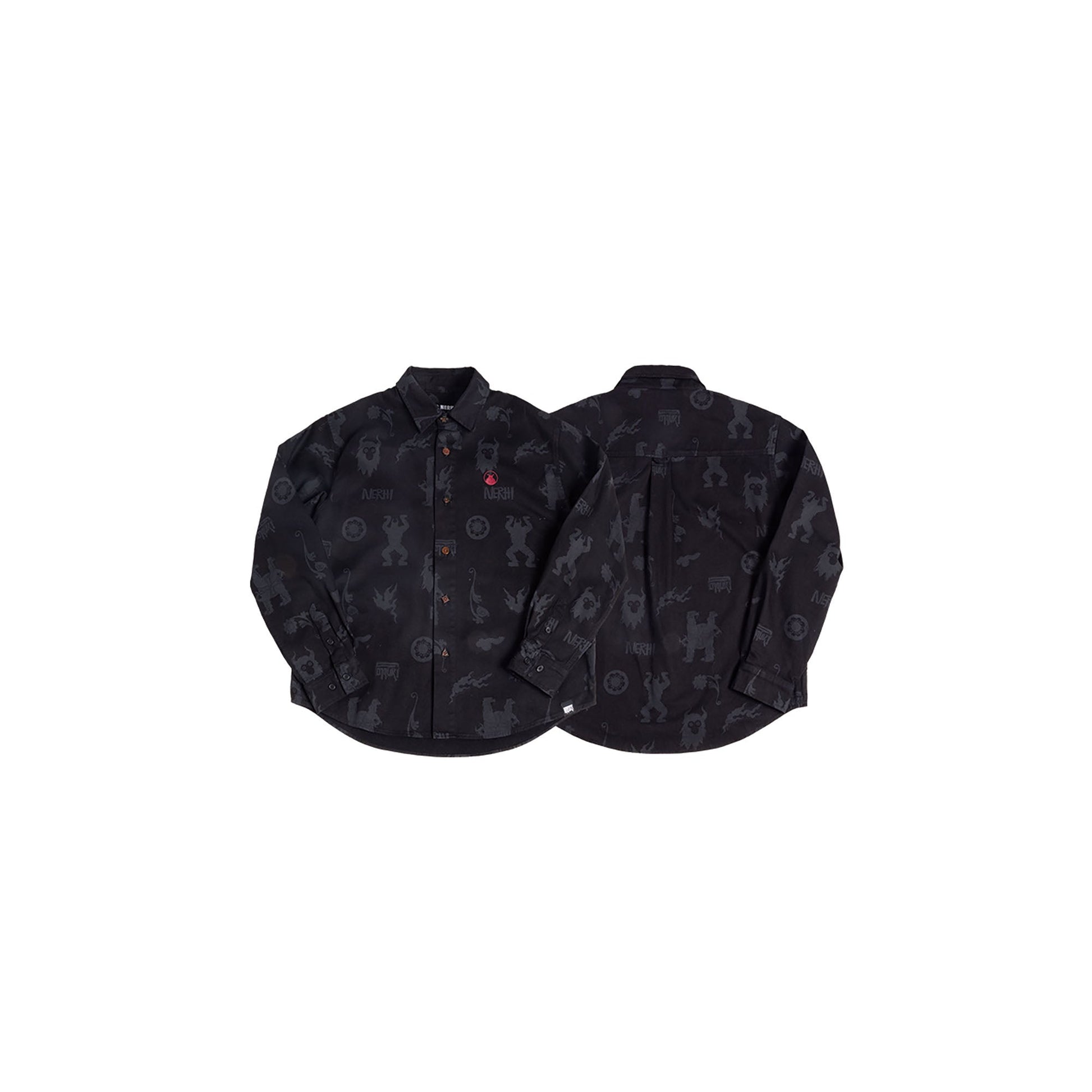 NERHI Tribal Totem Full-Print Shirt-Shirt-S-Black (Preorder)-Free Shipping Leatheretro