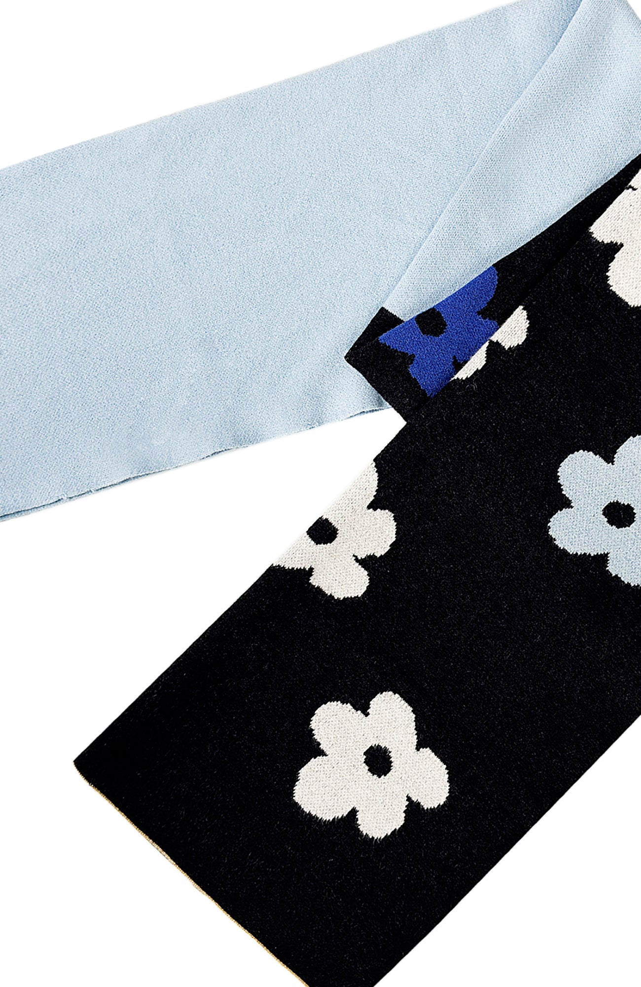 MIICHOUS Floral Jacquard Contrast Scarf-Black-Free Shipping Leatheretro