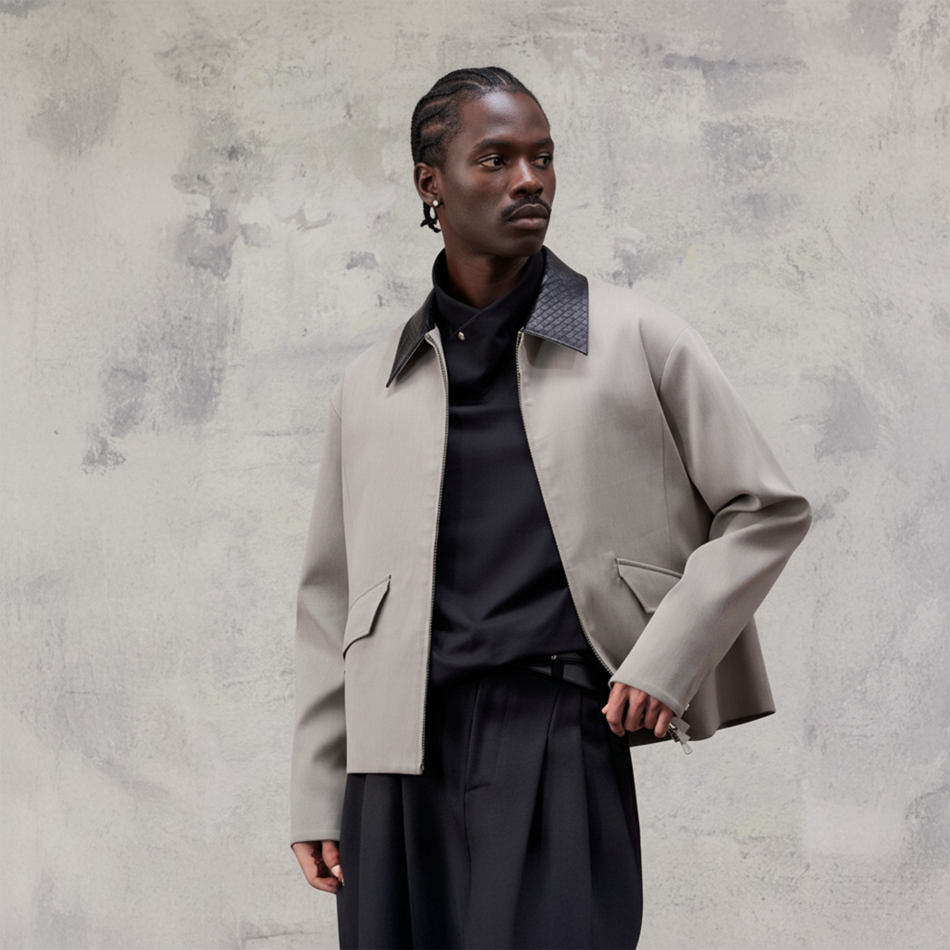 ALVNG AR ANTS Minimal Contrast Woven Collar Jacket-Jacket-S-Free Shipping Leatheretro