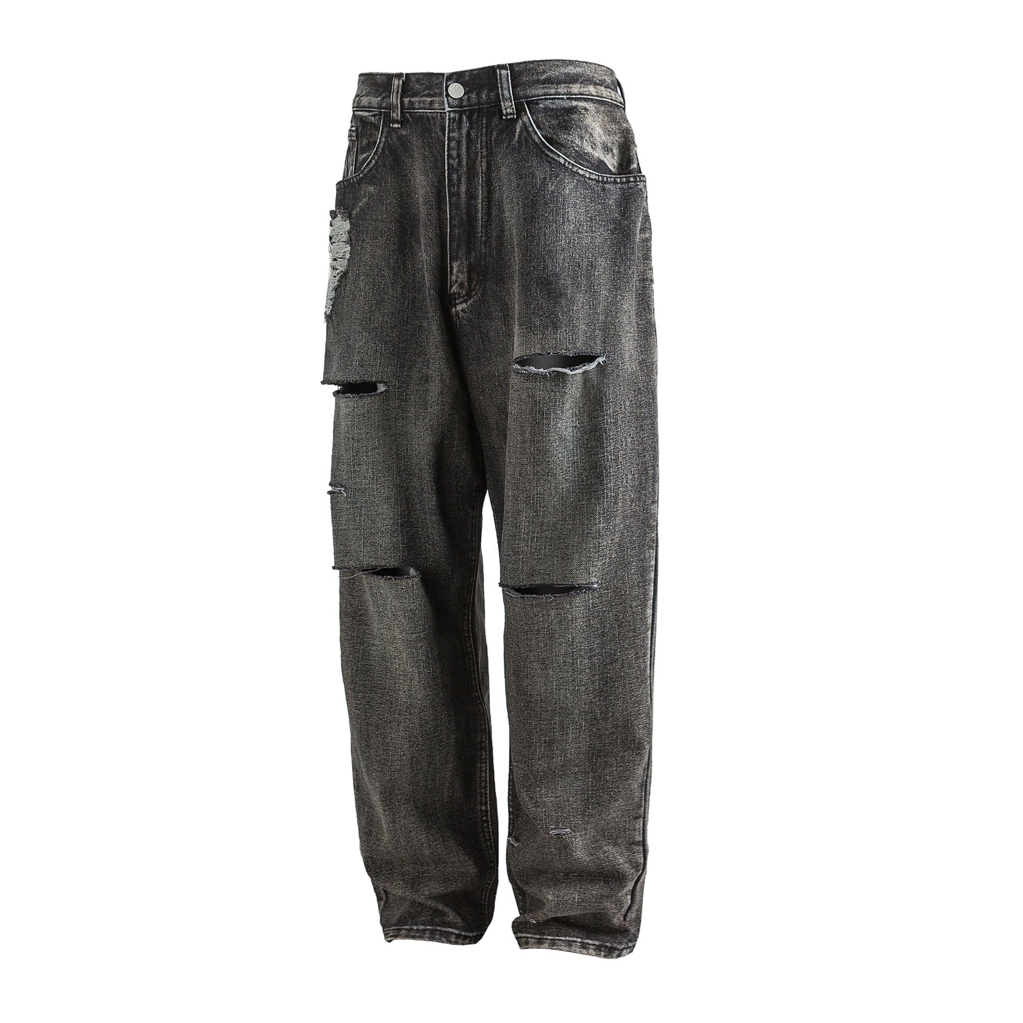 ME DA IGUAL Ripped Distressed Washed Straight-Leg Jeans-Jeans-M-Free Shipping Leatheretro