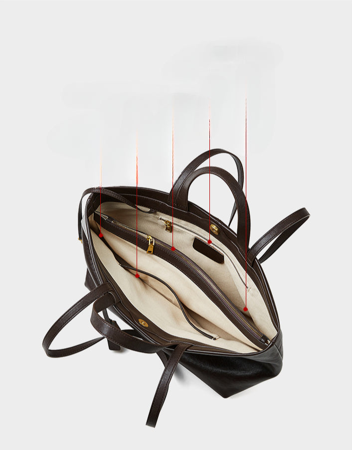 Genuine Leather Large Capacity Tote Bag for Women-Handbags-Black-32*13*22-Free Shipping Leatheretro