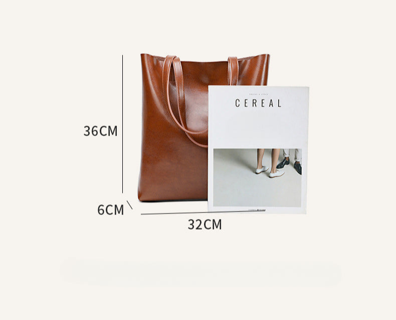 Retro Large Capacity Oil Wax Leather Tote Bag-Handbags-Brown-Free Shipping Leatheretro