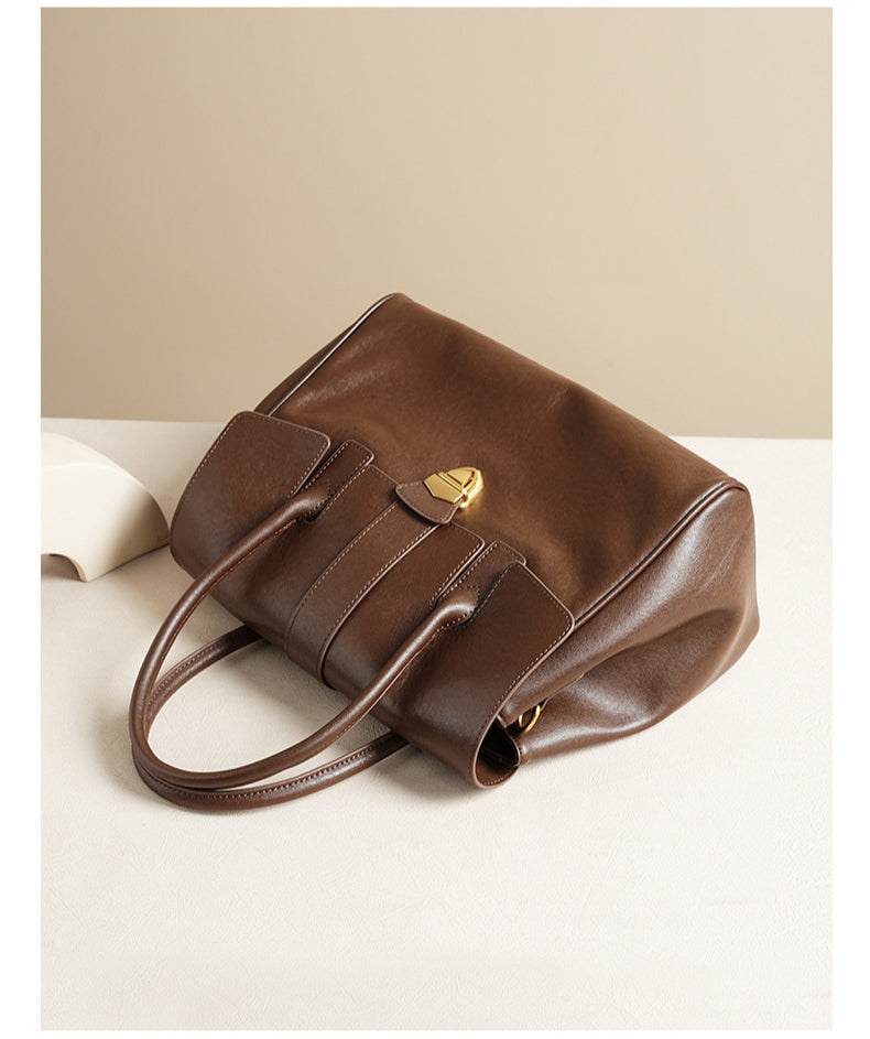 Premium Full-Grain Vegetable-Tanned Leather Briefcase-Handbags-black-Free Shipping Leatheretro