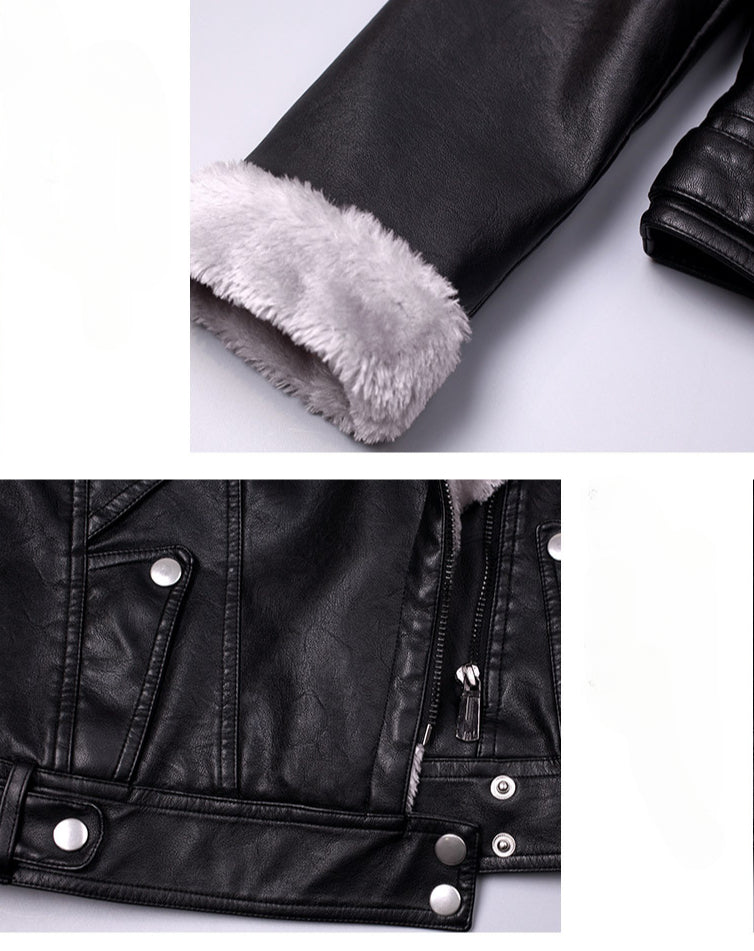 Women’s Faux Leather Motorcycle Jacket-Black-S-Free Shipping Leatheretro