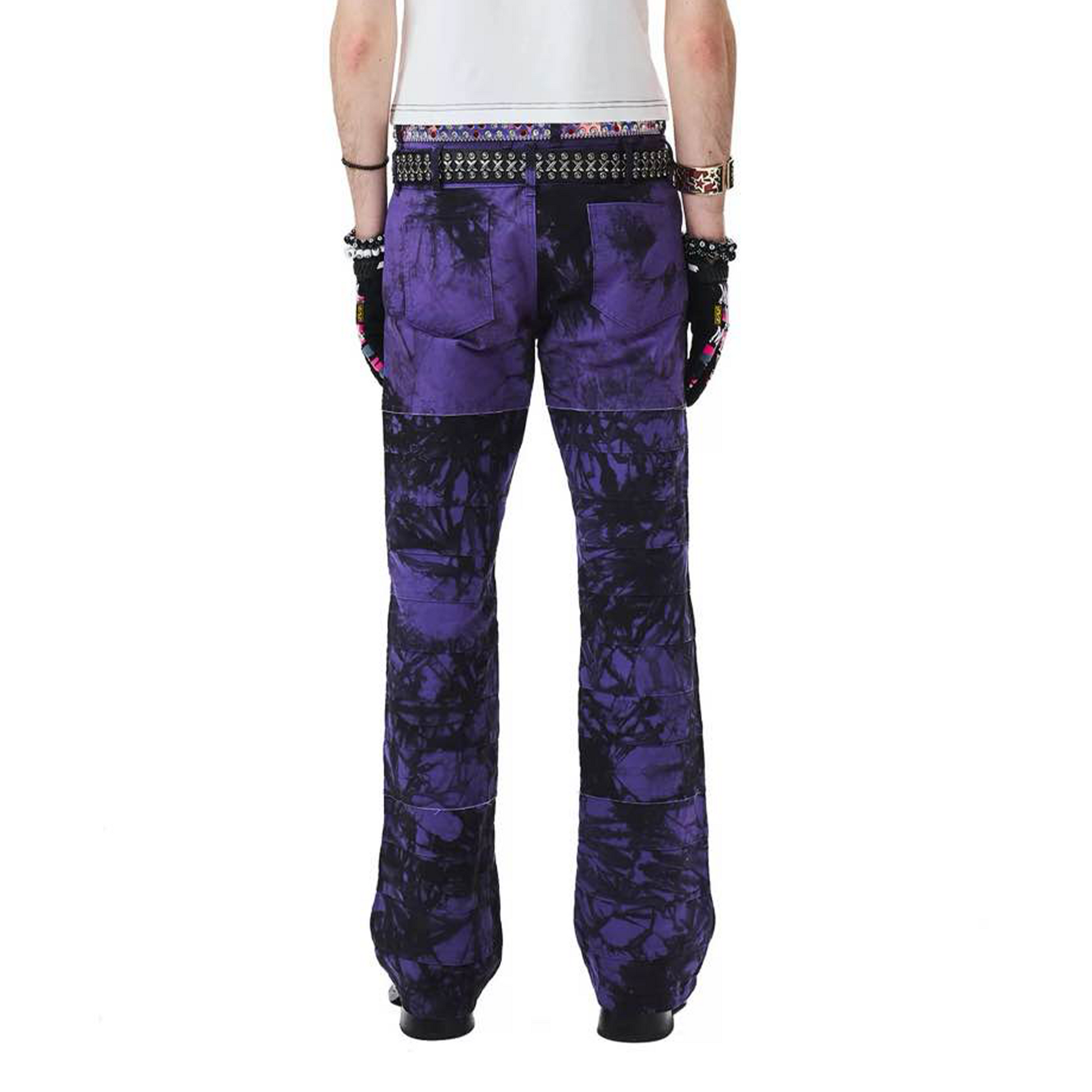ERISSTOFF Tie-Dye Dual-Waist Flared Jeans-Jeans-S / 29"-Free Shipping Leatheretro
