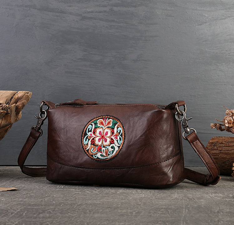 Genuine Leather Women's Crossbody Bag-Handbags-Black-Free Shipping Leatheretro