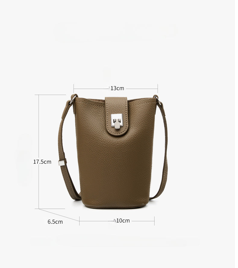 Top Grain Leather Shoulder Phone Bag for Women-Leather Phone Bags-Ivory-13*6.5*17.5-Free Shipping Leatheretro