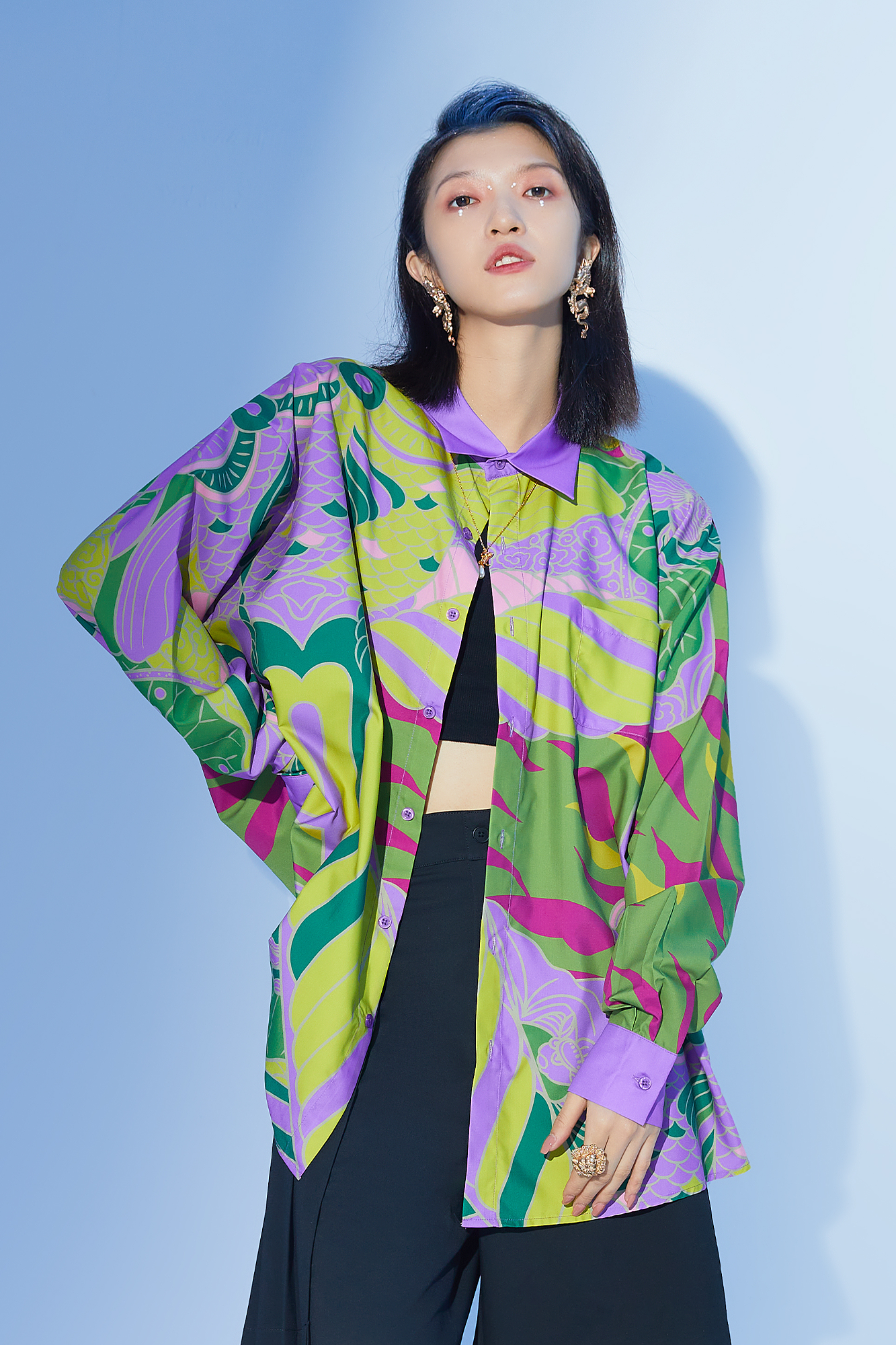 MASH UP ASIA Abstract Botanical Graphic Shirt-Shirt-S-Free Shipping Leatheretro