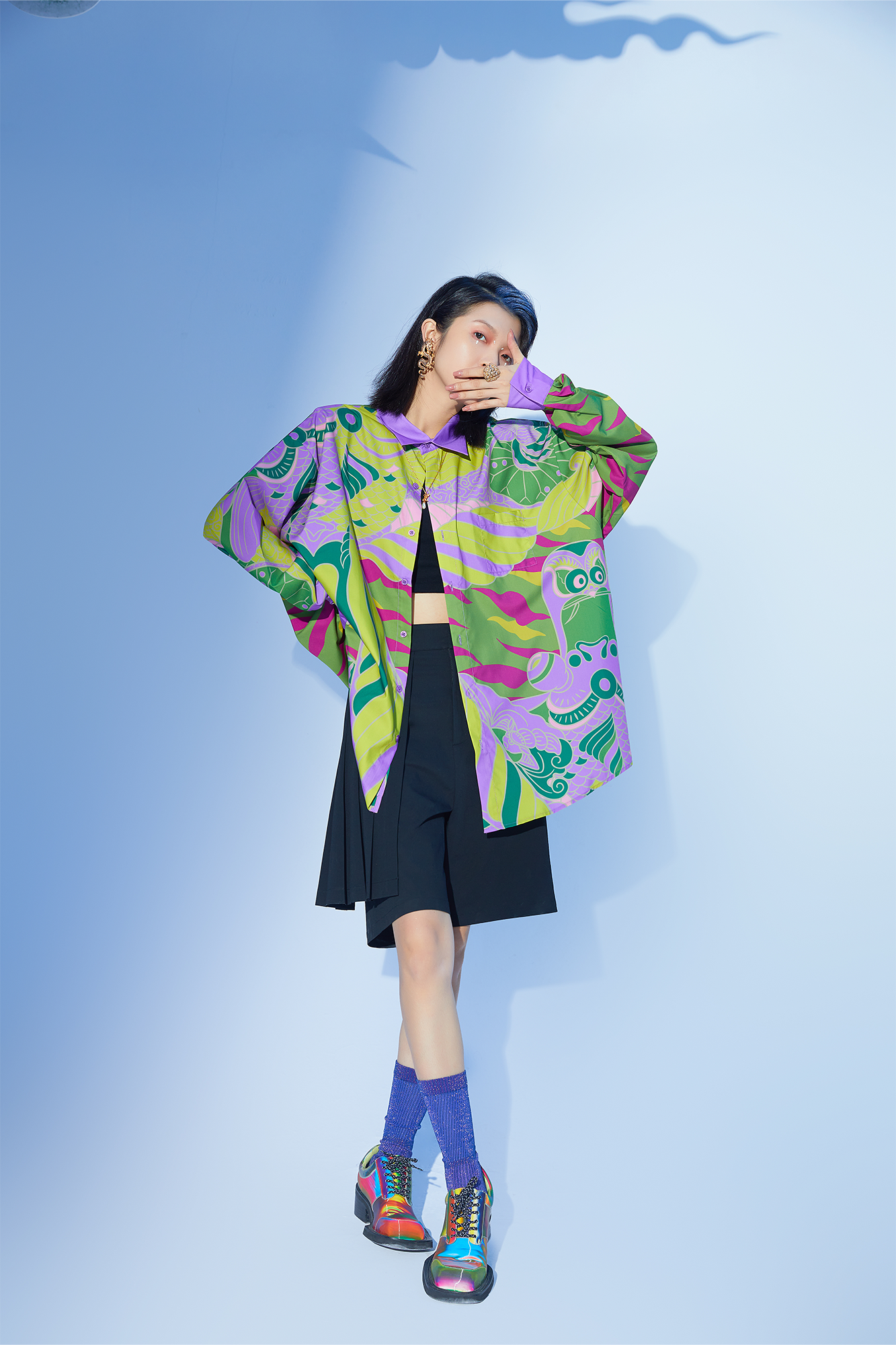 MASH UP ASIA Abstract Botanical Graphic Shirt-Shirt-S-Free Shipping Leatheretro