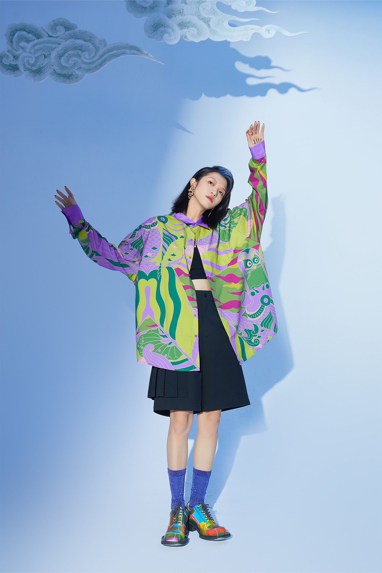 MASH UP ASIA Abstract Botanical Graphic Shirt-Shirt-S-Free Shipping Leatheretro