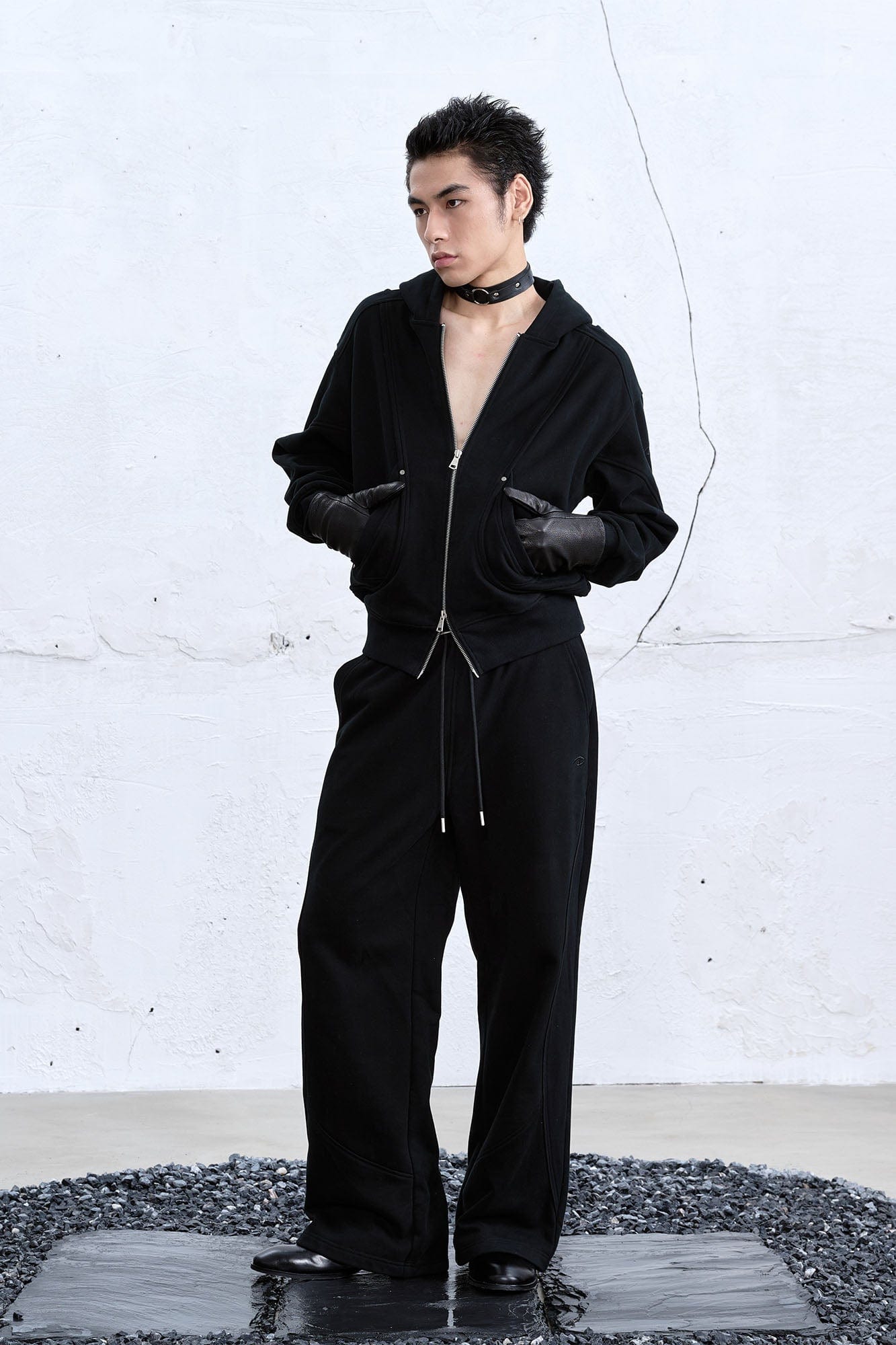 CATSSTAC Arc Panel Dual-Zip Hoodie-Jacket-M-Gray-Free Shipping Leatheretro