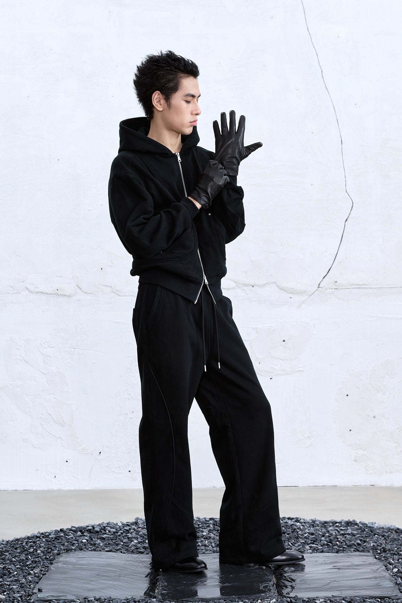 CATSSTAC Arc Panel Dual-Zip Hoodie-Jacket-M-Gray-Free Shipping Leatheretro