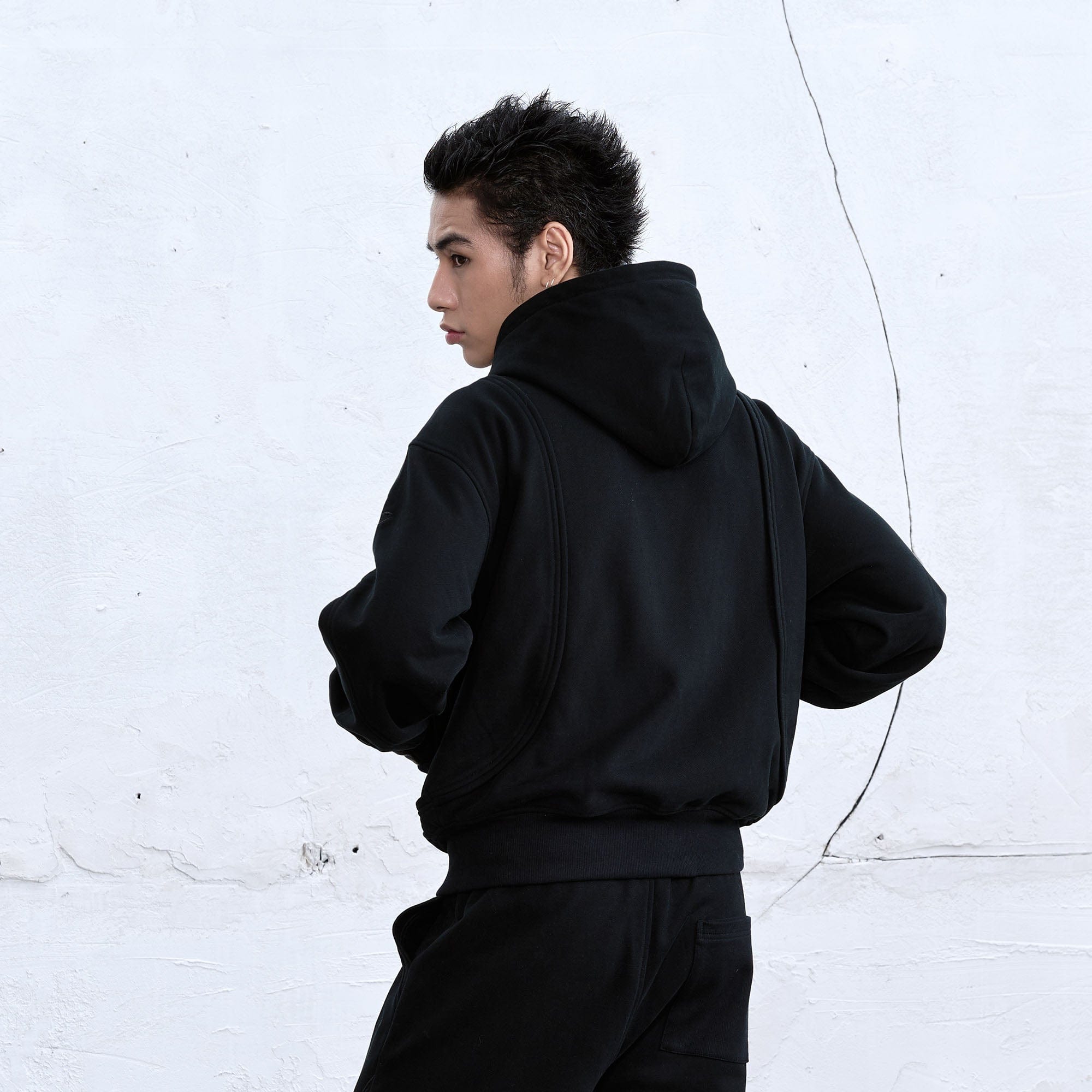 CATSSTAC Arc Panel Dual-Zip Hoodie-Jacket-M-Gray-Free Shipping Leatheretro