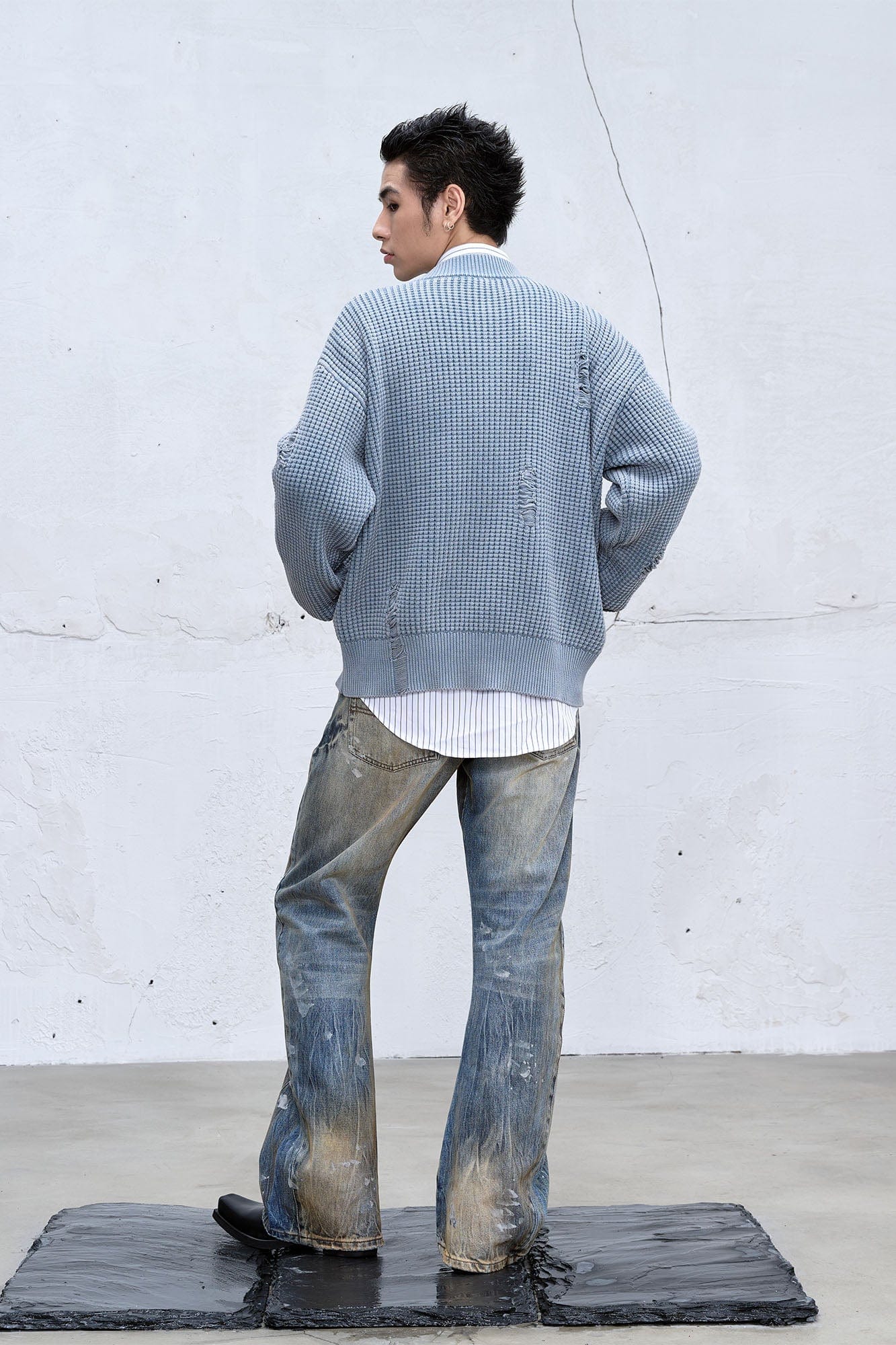 CATSSTAC Dirty Fit Distressed Curved Spliced Jeans-Jeans-M-Free Shipping Leatheretro