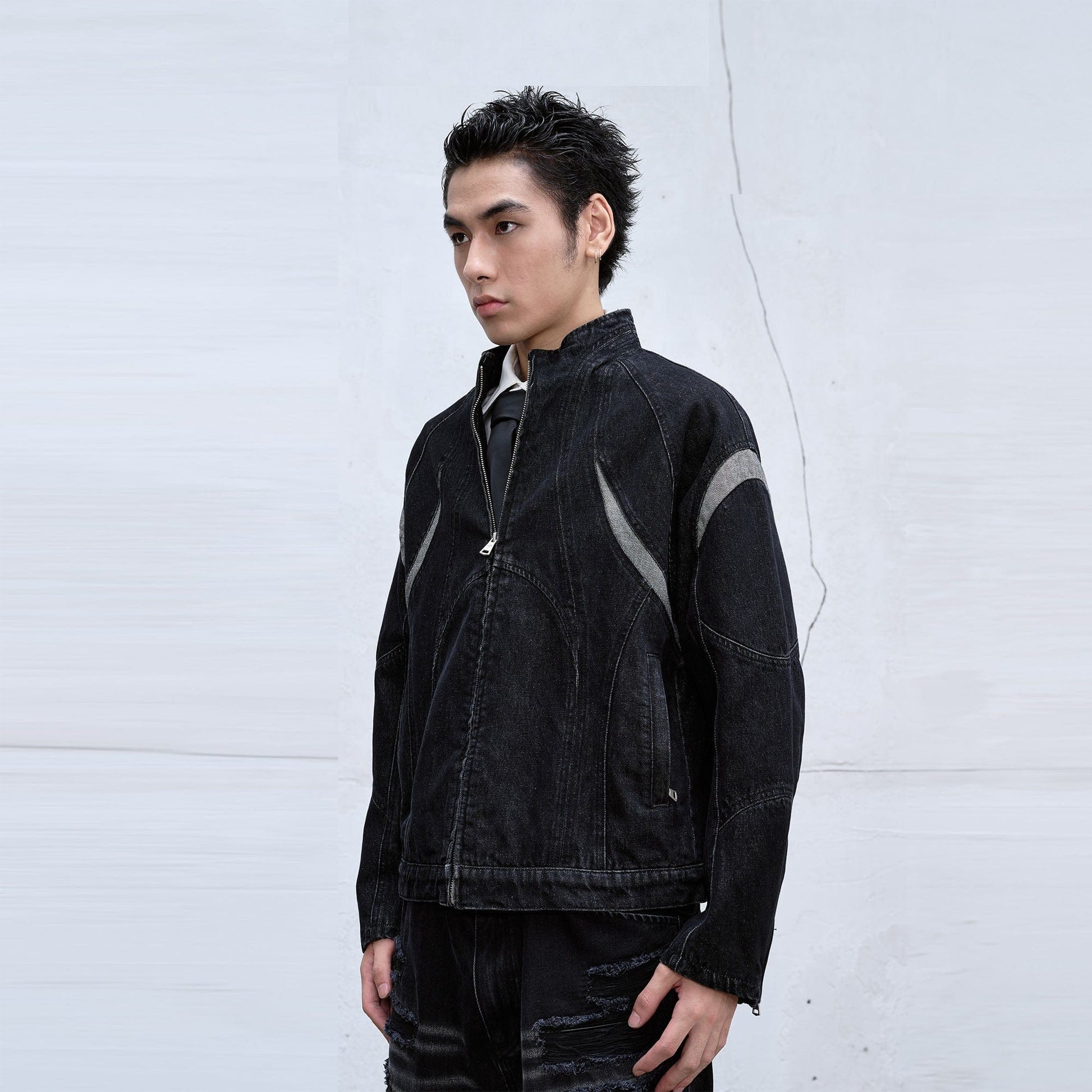 CATSSTAC Contrast Panel Denim Jacket-Jacket-M-Free Shipping Leatheretro