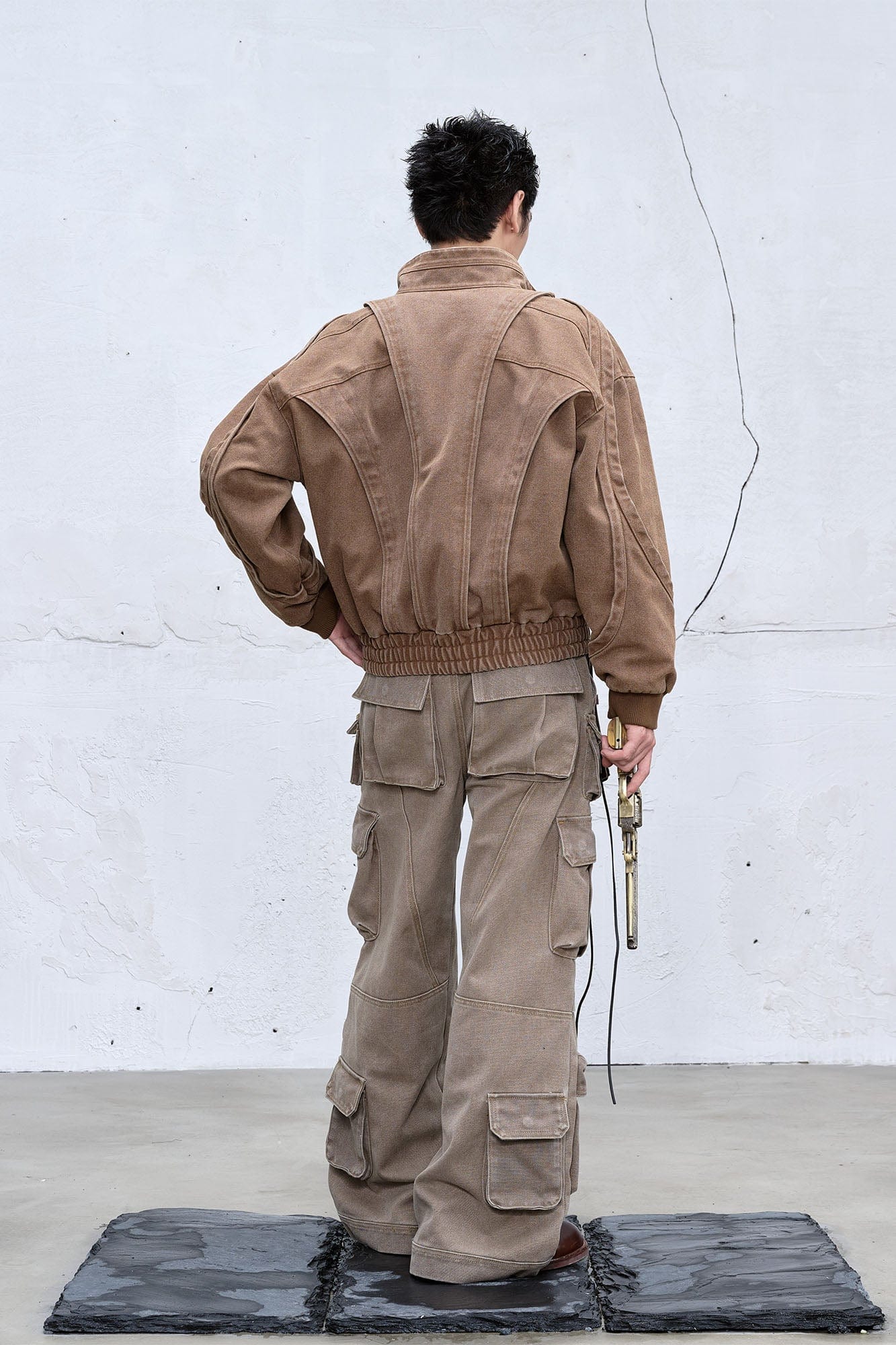 CATSSTAC Deconstructed Faded Wash Dual-Zipper Jacket-Jacket-M-Black-Free Shipping Leatheretro