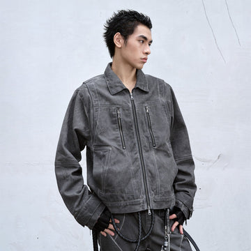CATSSTAC Wash Faded Utility Jacket-Jacket-M-Free Shipping Leatheretro