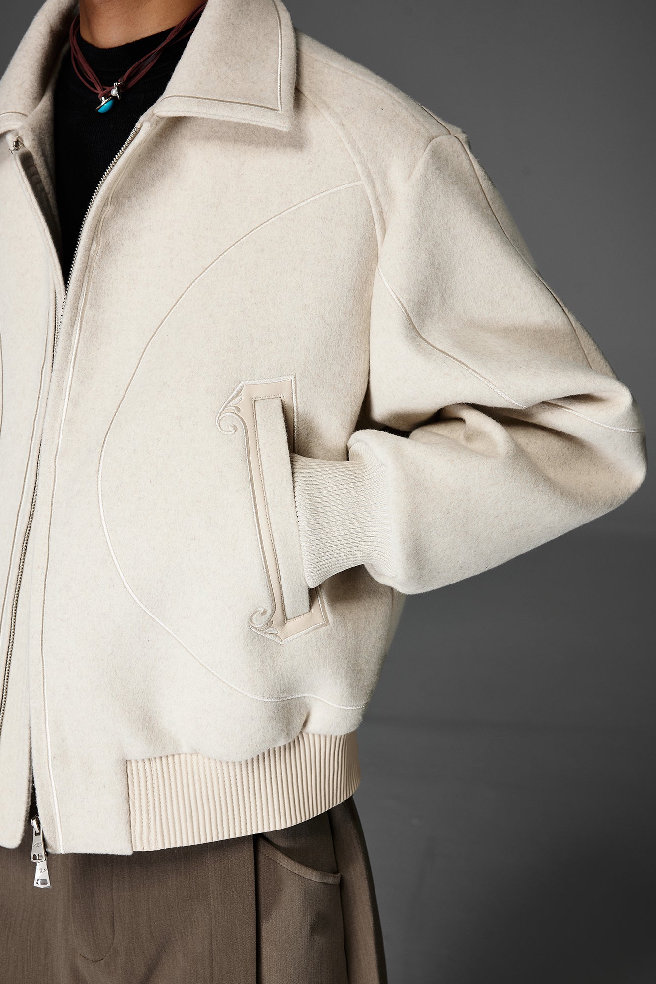 CATSSTAC Topstitch Ornate Pocket Wool-Blend Jacket-Jacket-M (Preorder)-White-Free Shipping Leatheretro